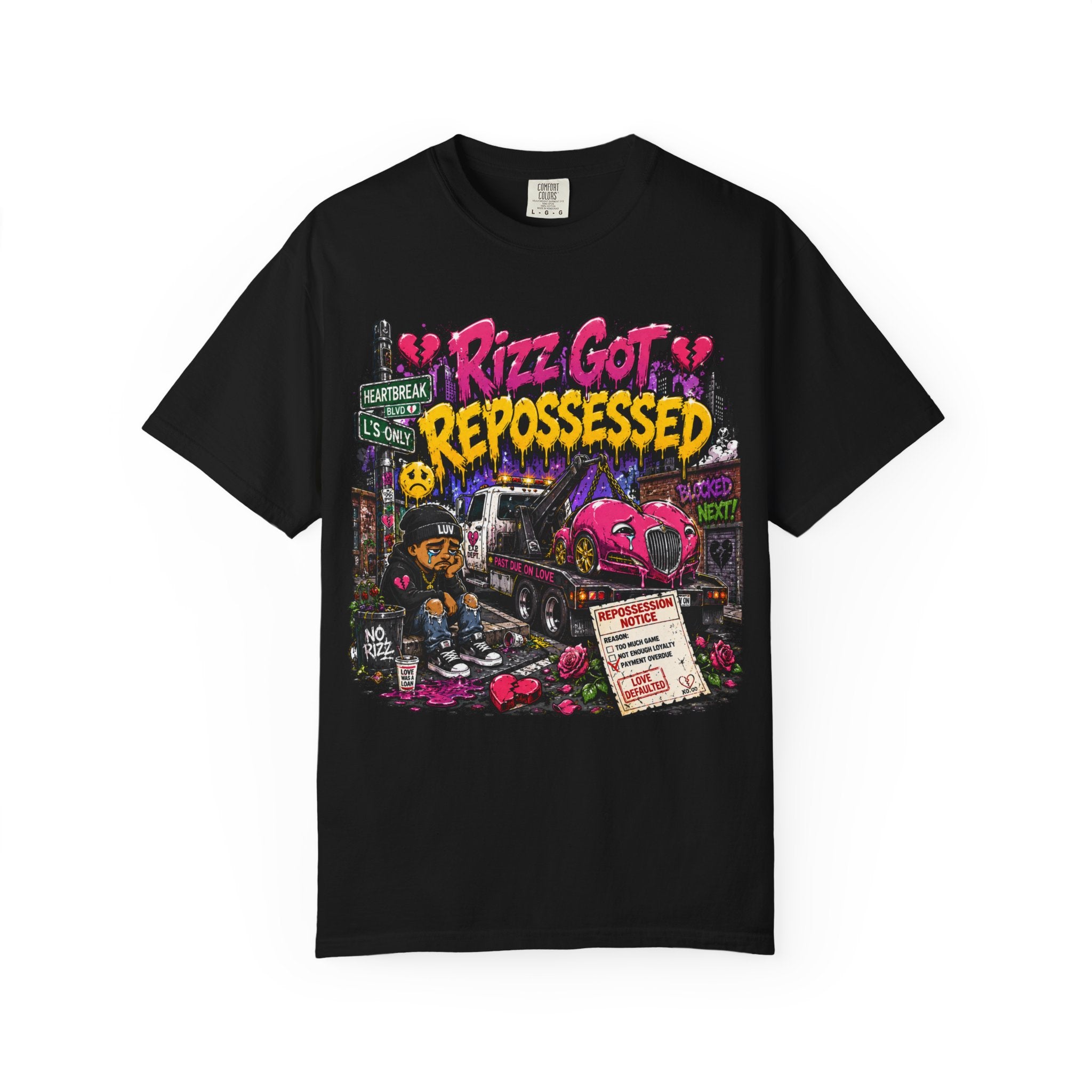 Repossession Comic Art T-Shirt — “Rizz Got Repossessed” Graphic Tee