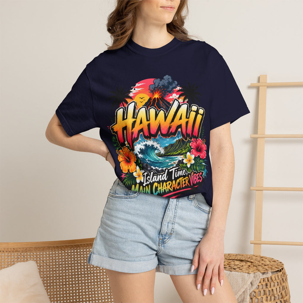 Hawaii Island Vibes T-Shirt — 'Island Time, Main Character Vibes' Tropical Tee