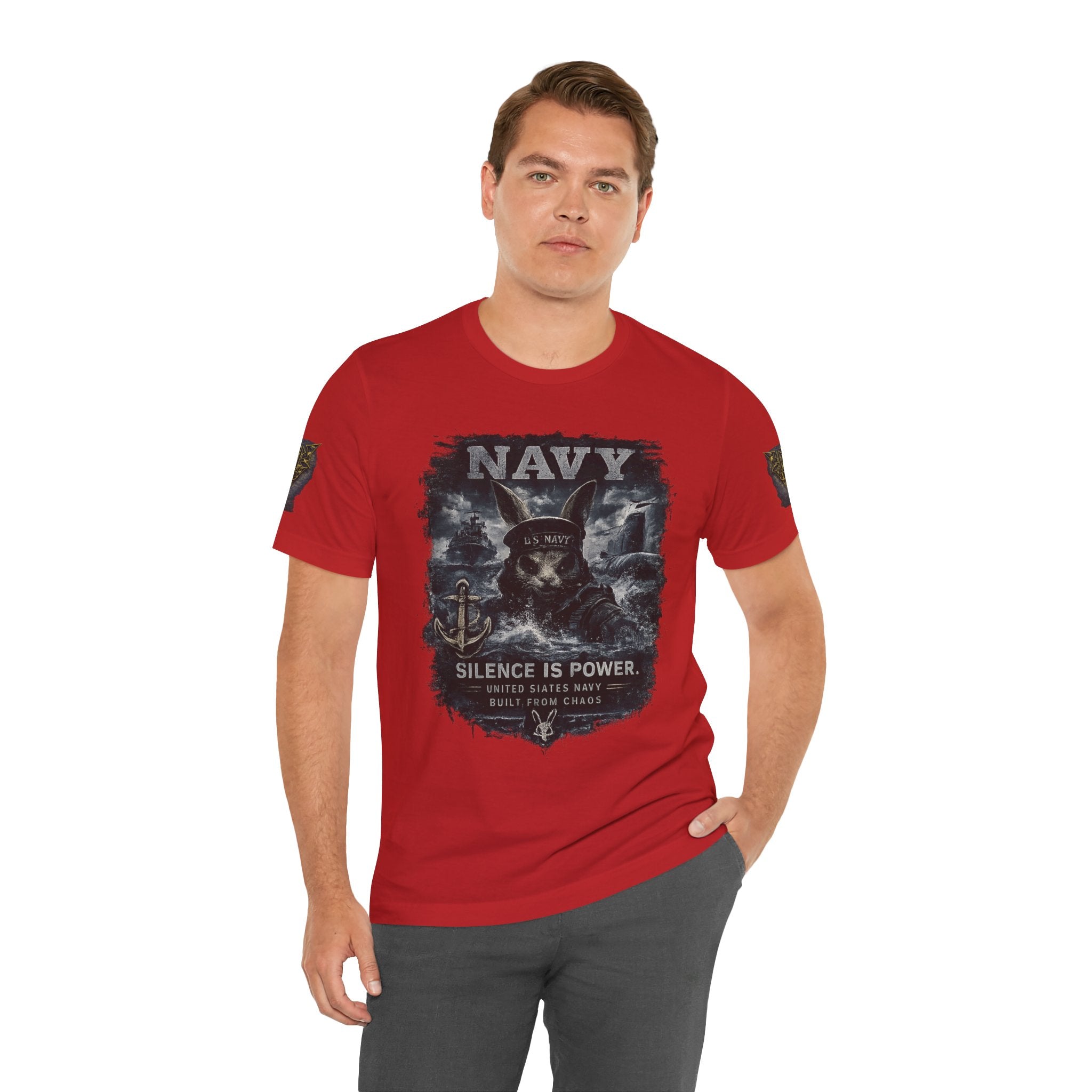 Navy 'Silence Is Power' Skull Anchor Tee — Fair Winds & Following Seas Back Graphic