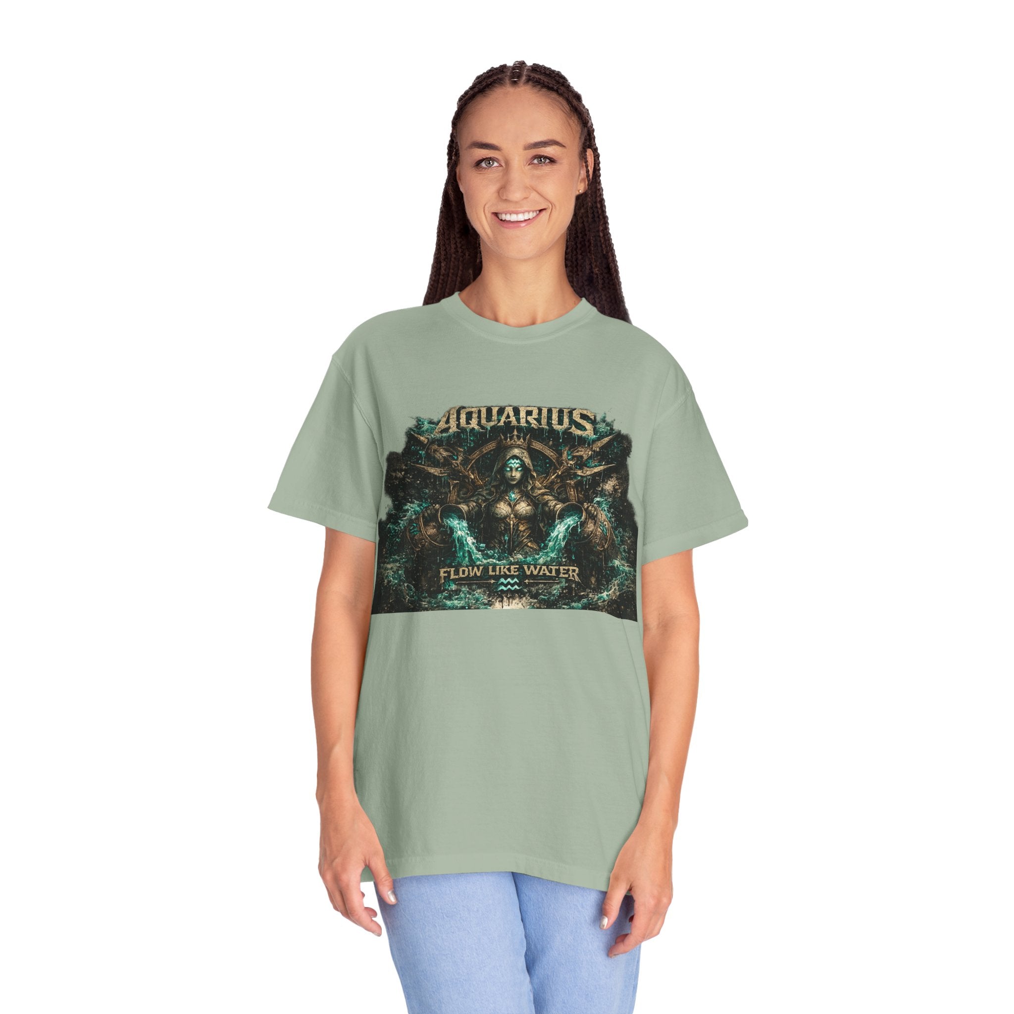 Aquarius Zodiac T-shirt — “Flow Like Water” Astrological Graphic Tee