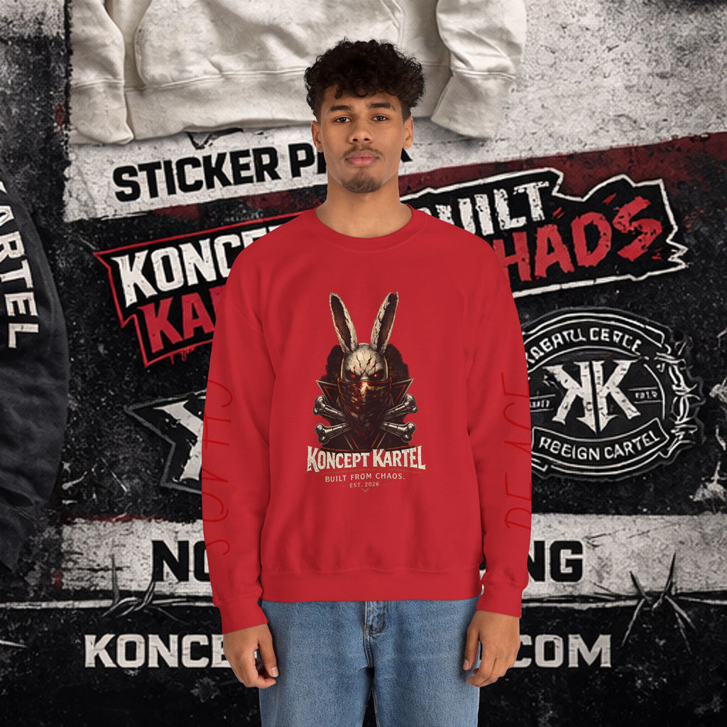 Horror Bunny Graphic Sweatshirt — "Koncept Kartel" Skull Rabbit Crewneck