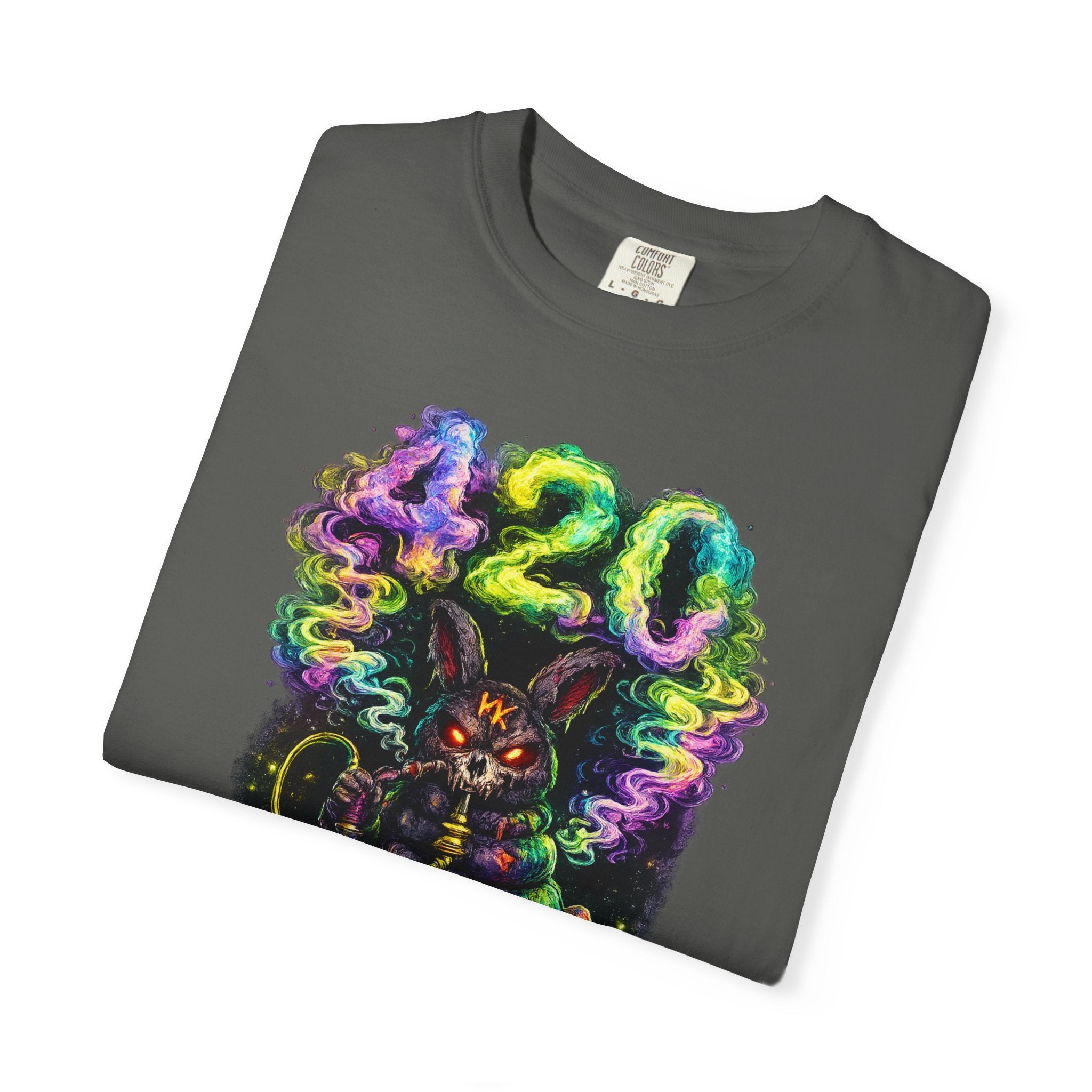 420 Psychedelic Cat T-Shirt — Colorful Mushroom Smoke Graphic