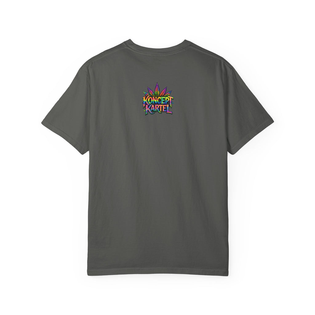 420 Psychedelic Cat T-Shirt — Colorful Mushroom Smoke Graphic