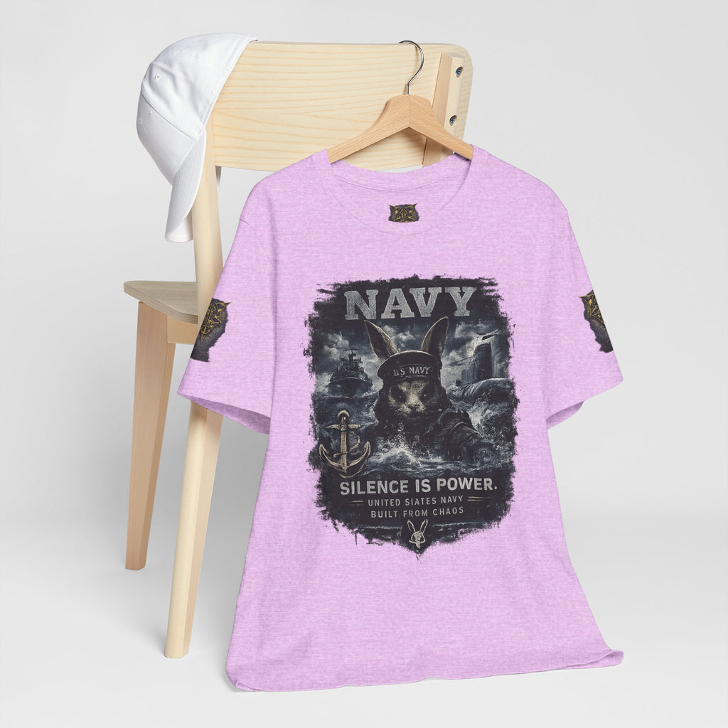 Navy 'Silence Is Power' Skull Anchor Tee — Fair Winds & Following Seas Back Graphic