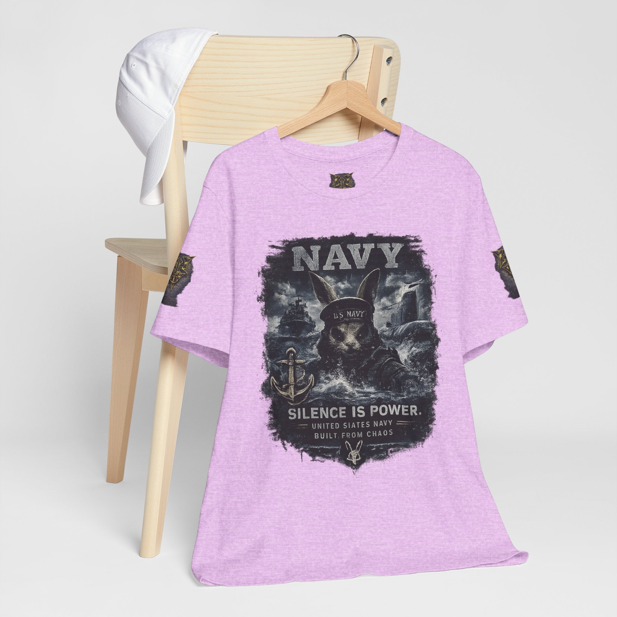 Navy 'Silence Is Power' Skull Anchor Tee — Fair Winds & Following Seas Back Graphic