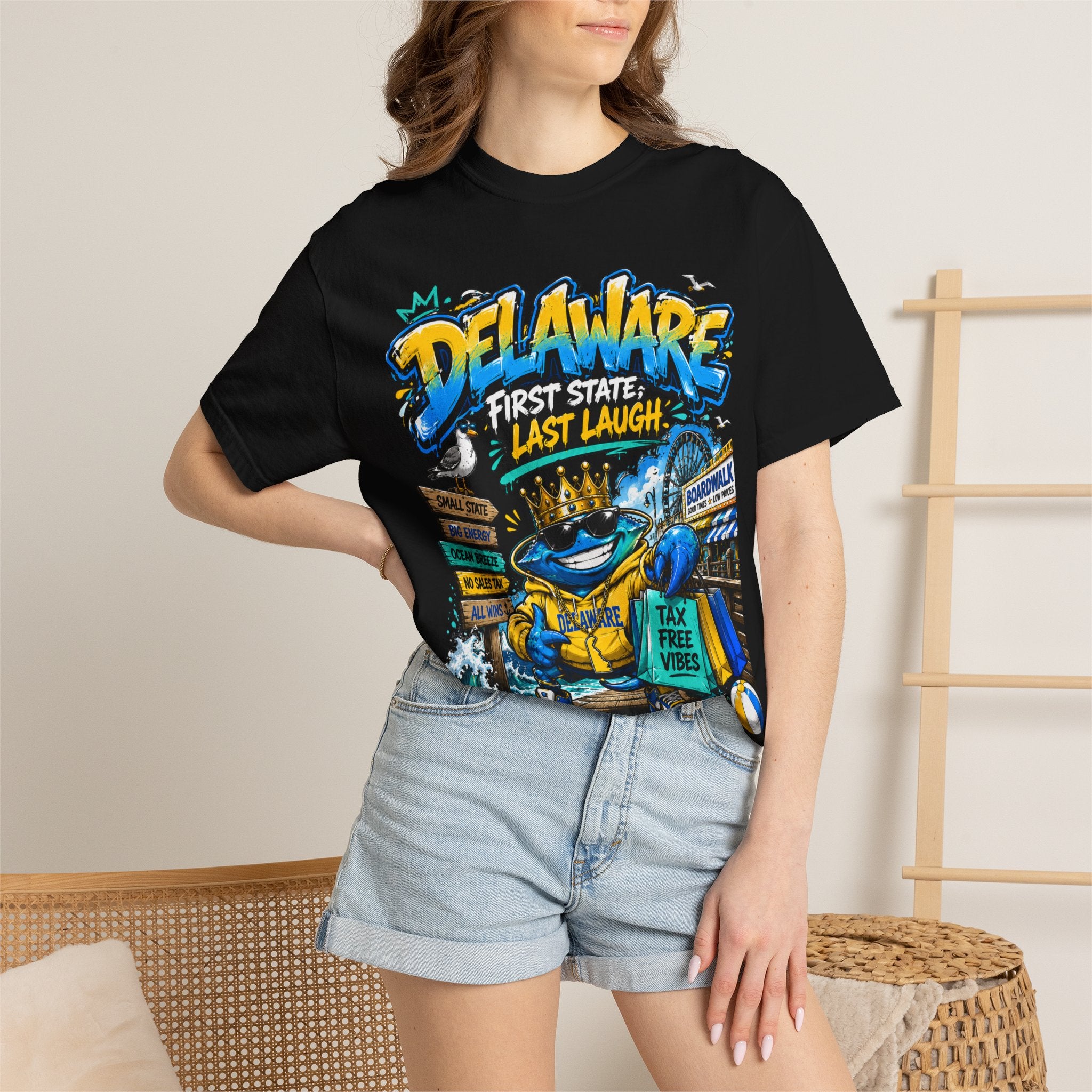 Delaware Frog Graphic T-Shirt — 'First State, Last Laugh' Coastal Souvenir Tee