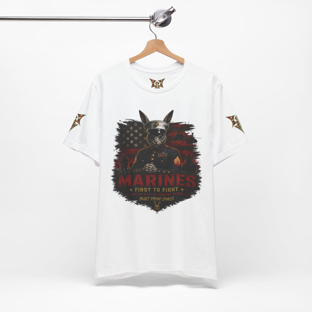 Marines "First to Fight" Military Graphic Tee — "Not Allowed to Die Without Permission"