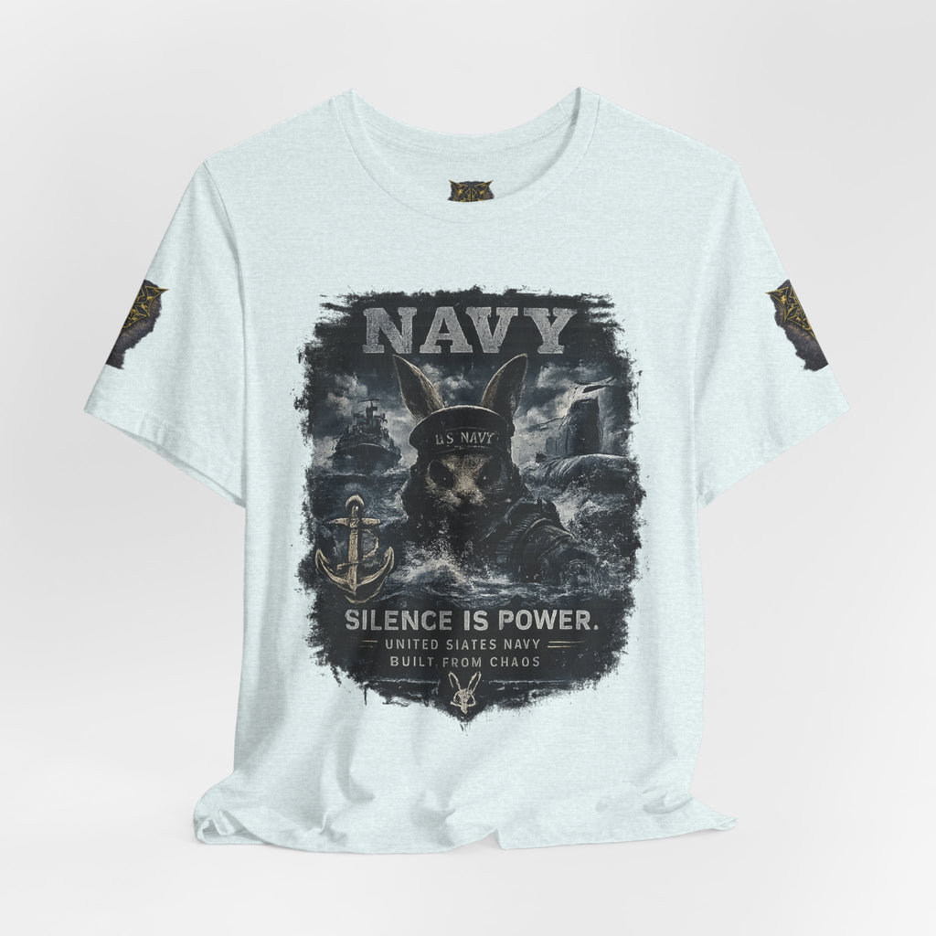 Navy 'Silence Is Power' Skull Anchor Tee — Fair Winds & Following Seas Back Graphic