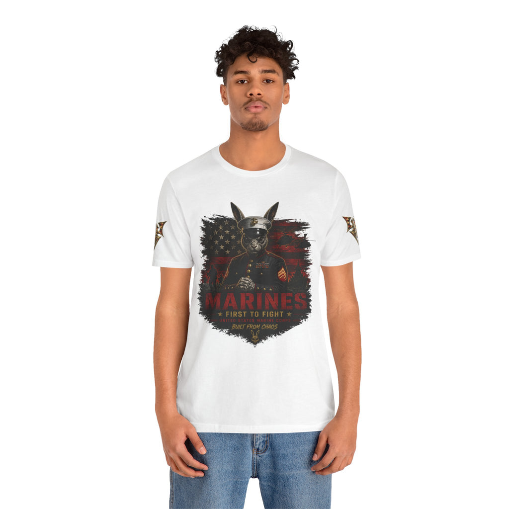 Marines "First to Fight" Military Graphic Tee — "Not Allowed to Die Without Permission"