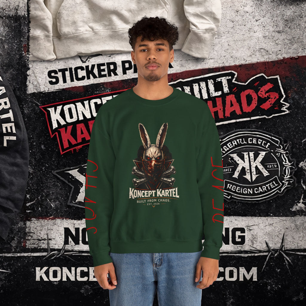 Horror Bunny Graphic Sweatshirt — "Koncept Kartel" Skull Rabbit Crewneck