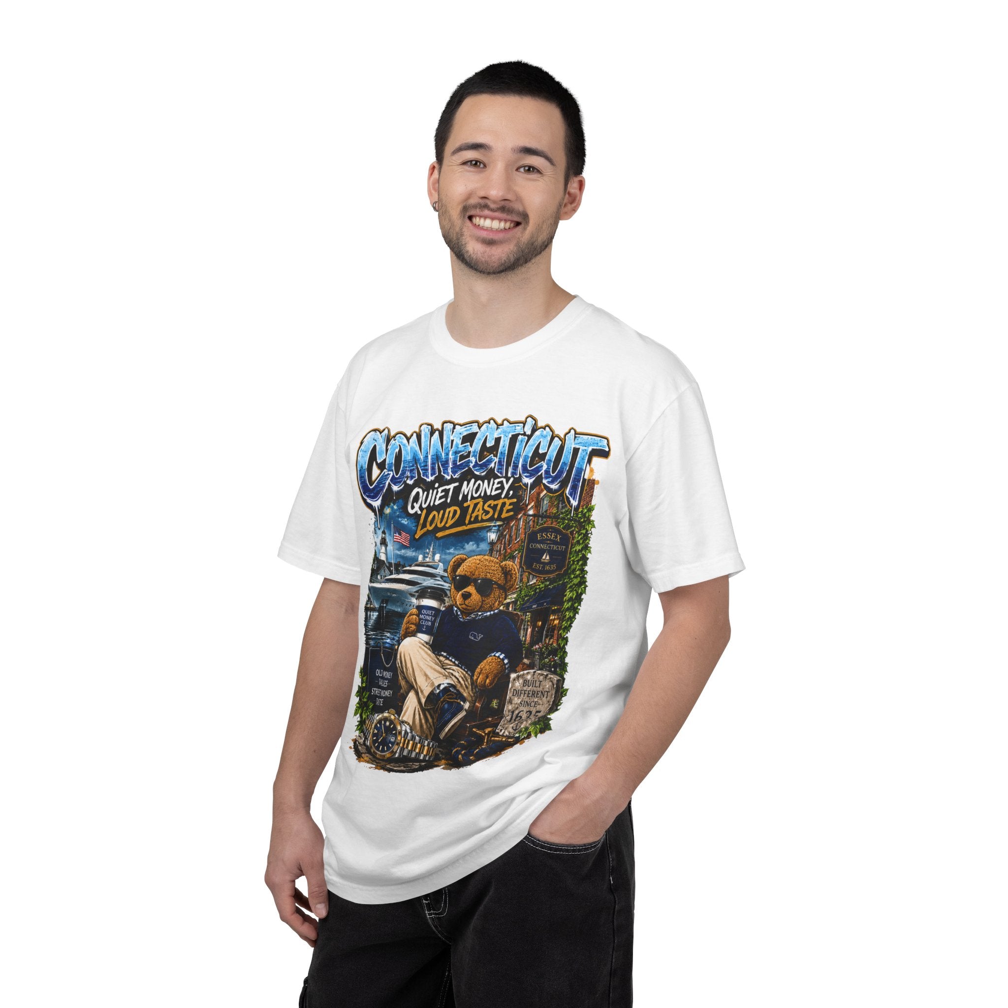 Connecticut Bear Vintage T-Shirt — "Quiet Money, Loud Taste" Graphic Tee