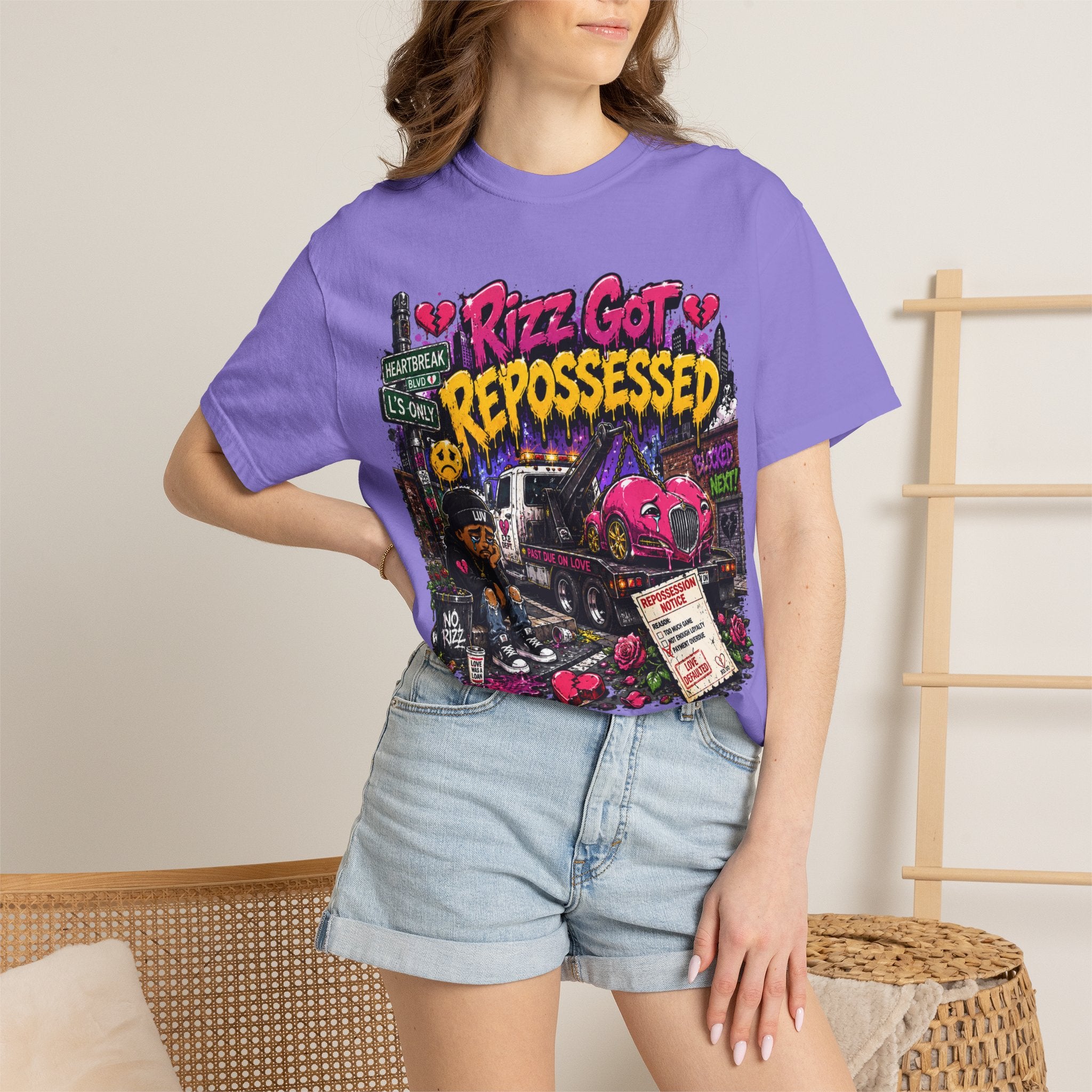 Repossession Comic Art T-Shirt — “Rizz Got Repossessed” Graphic Tee
