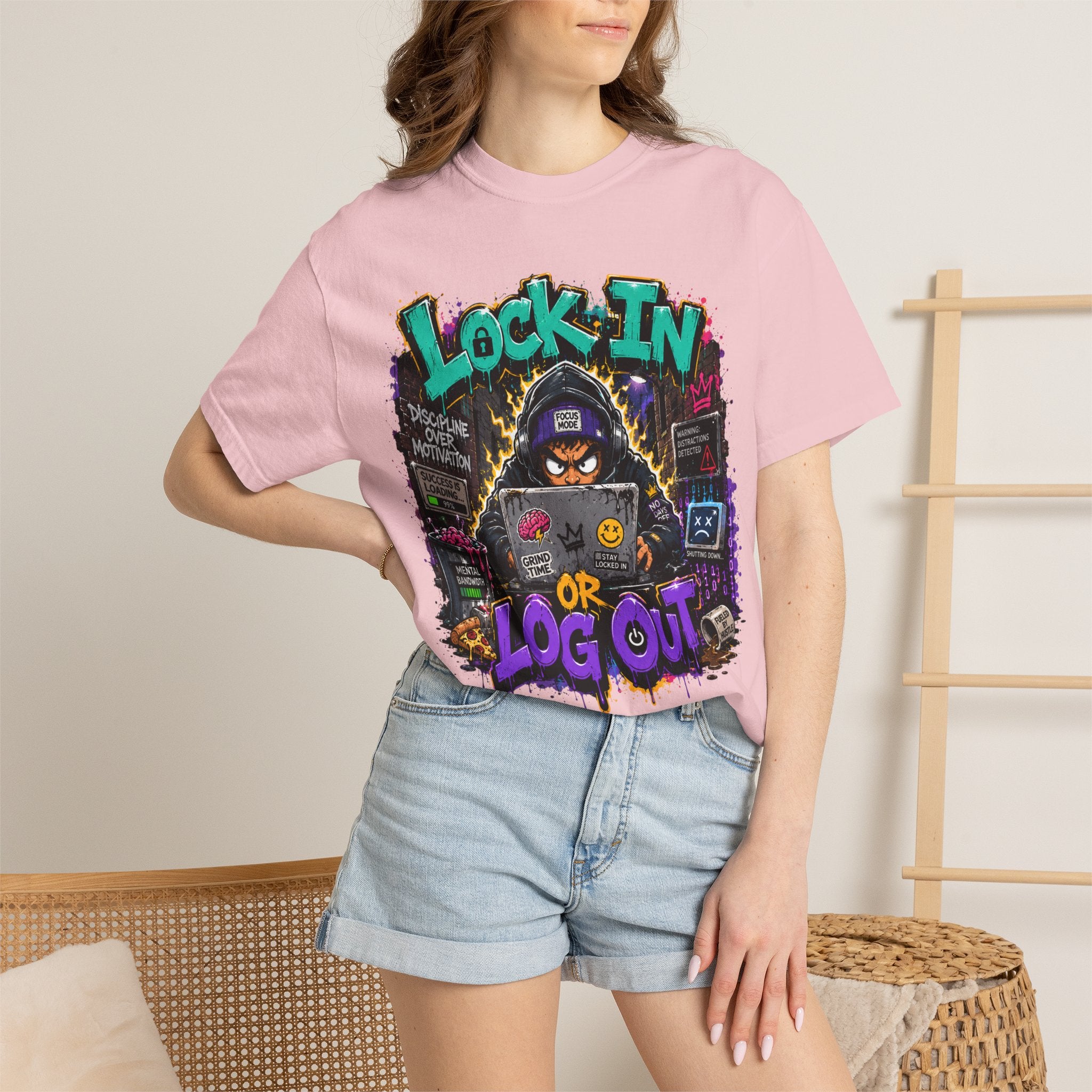 Lock In or Log Out Tee — Gamer Hacker Graphic T-Shirt