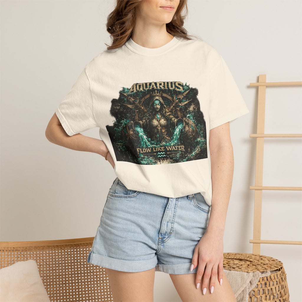 Aquarius Zodiac T-shirt — “Flow Like Water” Astrological Graphic Tee