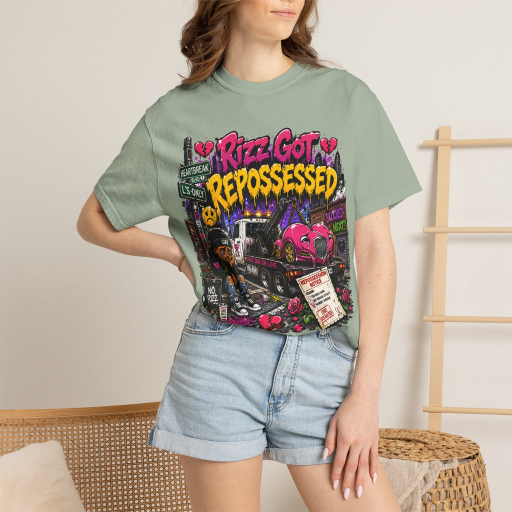 Repossession Comic Art T-Shirt — “Rizz Got Repossessed” Graphic Tee
