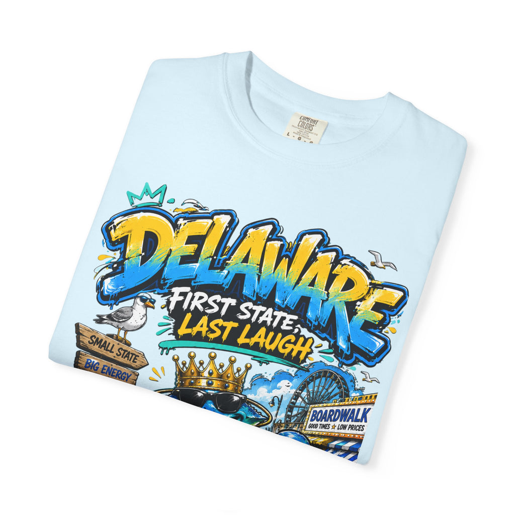 Delaware Frog Graphic T-Shirt — 'First State, Last Laugh' Coastal Souvenir Tee