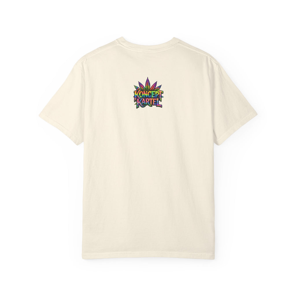 420 Psychedelic Cat T-Shirt — Colorful Mushroom Smoke Graphic
