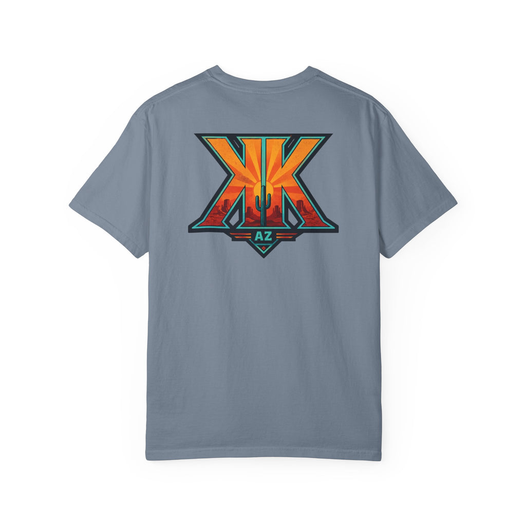 Arizona Desert Graphic T-Shirt — 'Arizona Dry Heat Wet Drop' Retro Cactus Sunset Tee