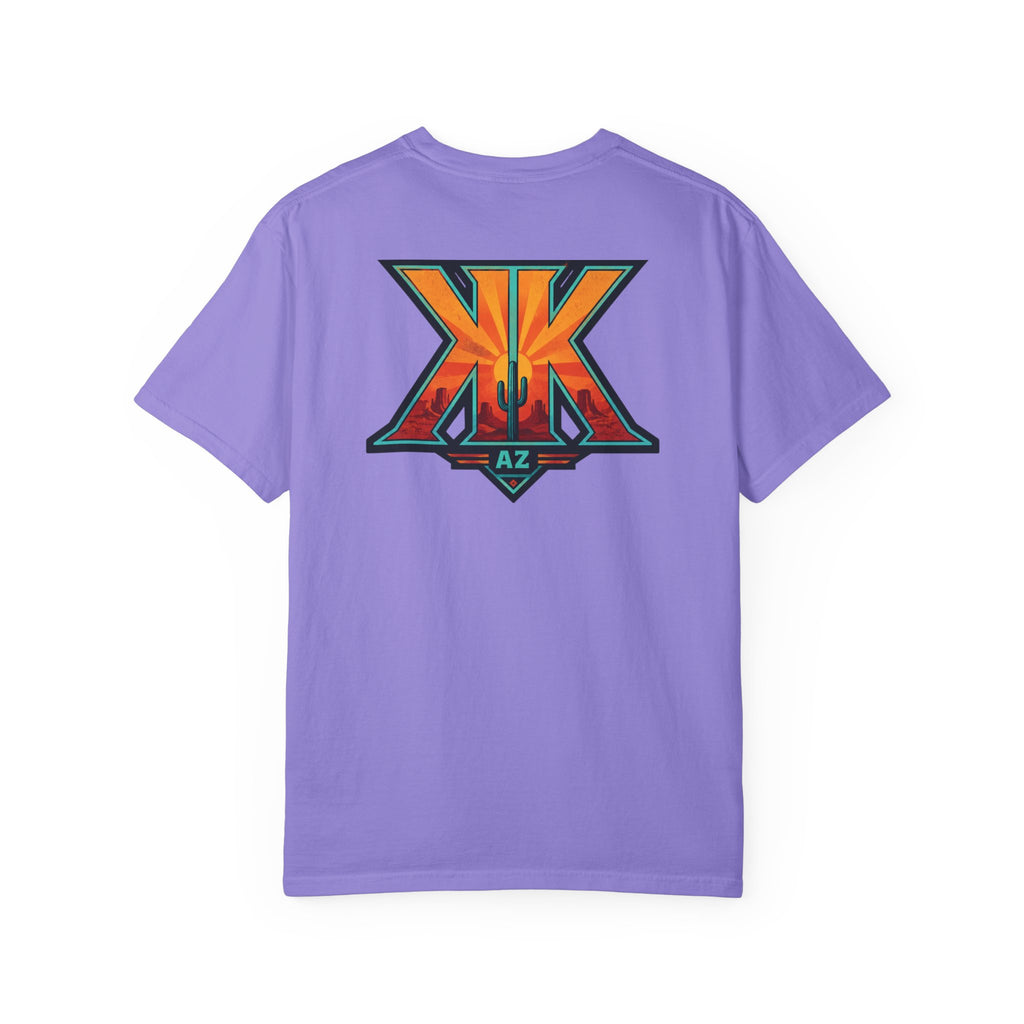 Arizona Desert Graphic T-Shirt — 'Arizona Dry Heat Wet Drop' Retro Cactus Sunset Tee