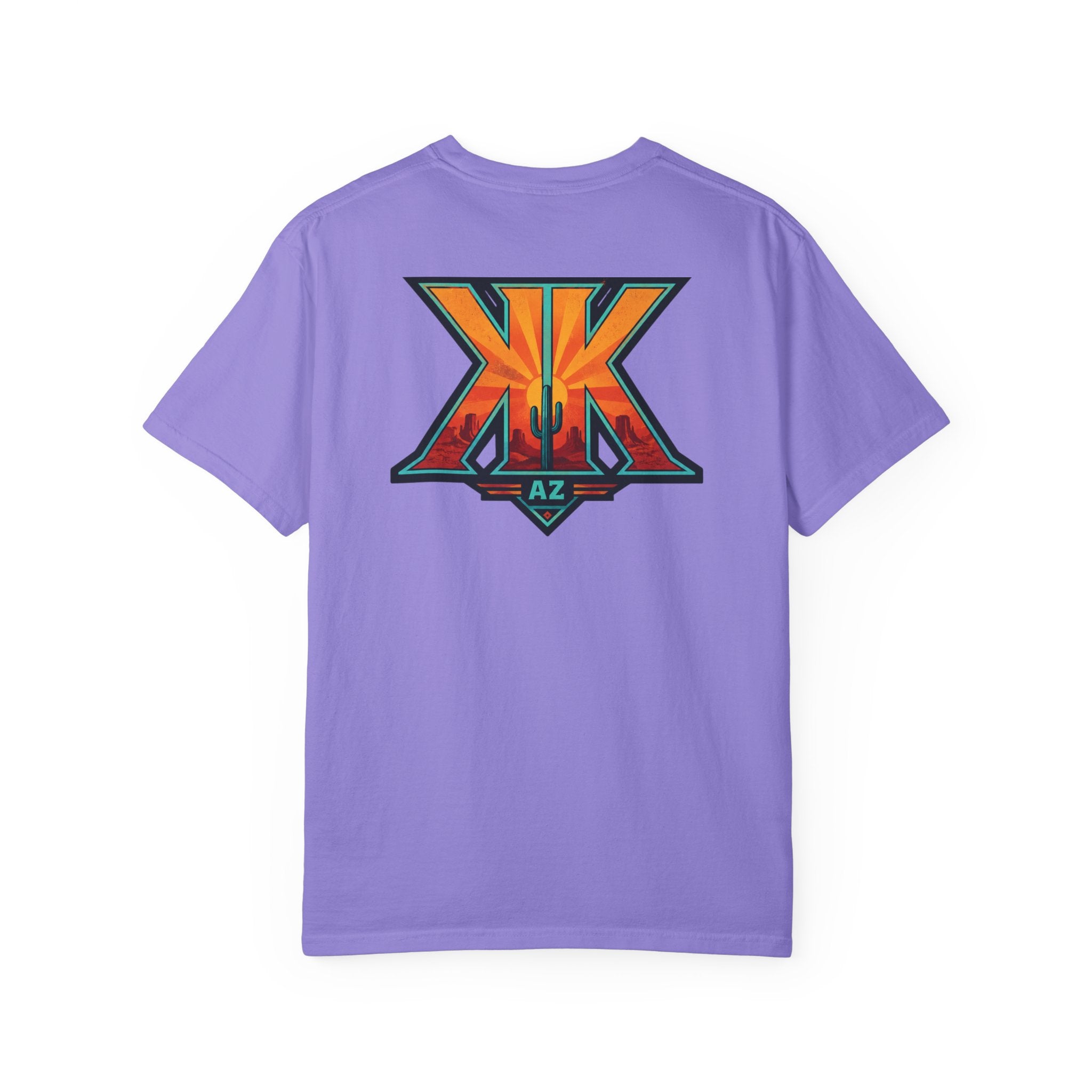 Arizona Desert Graphic T-Shirt — 'Arizona Dry Heat Wet Drop' Retro Cactus Sunset Tee