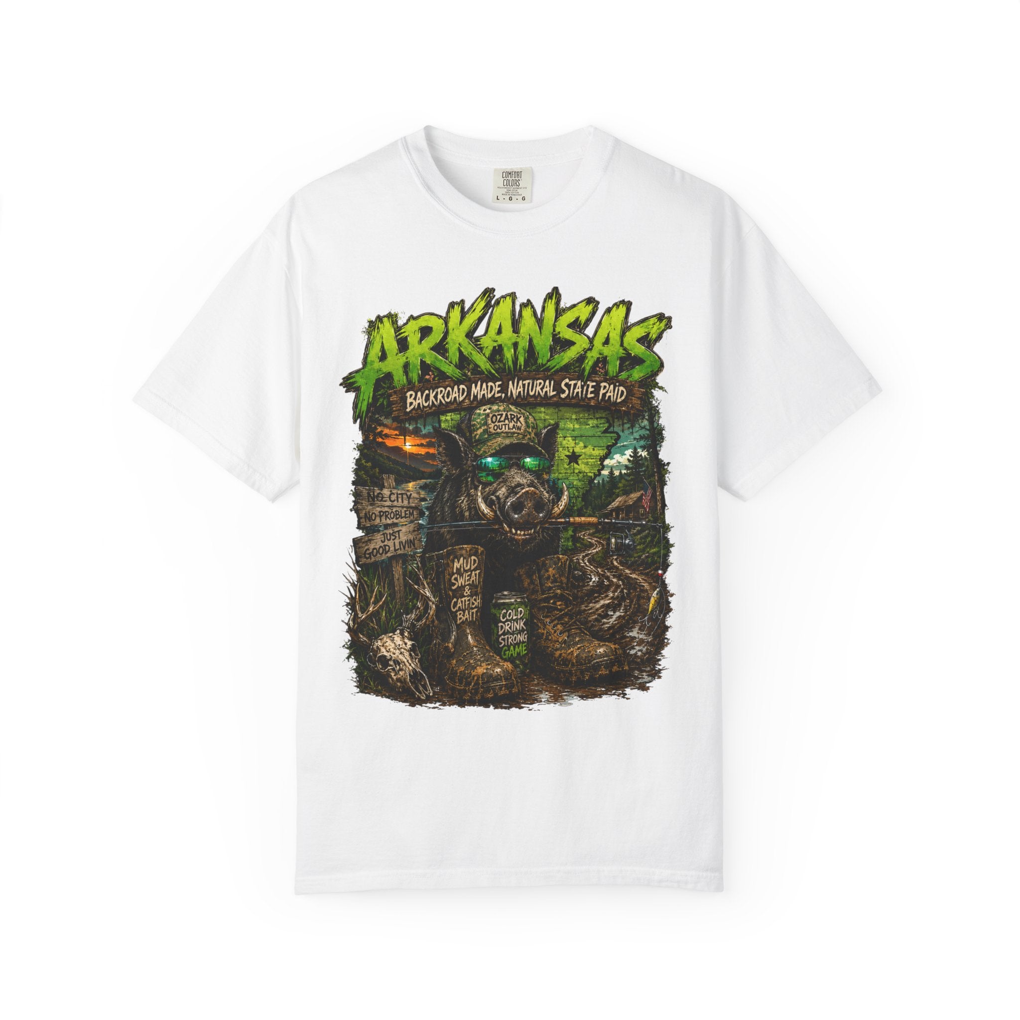 Arkansas Gator Graphic T-Shirt — 'Arkansas' Swamp Monster Design, Backroad State Pride Tee