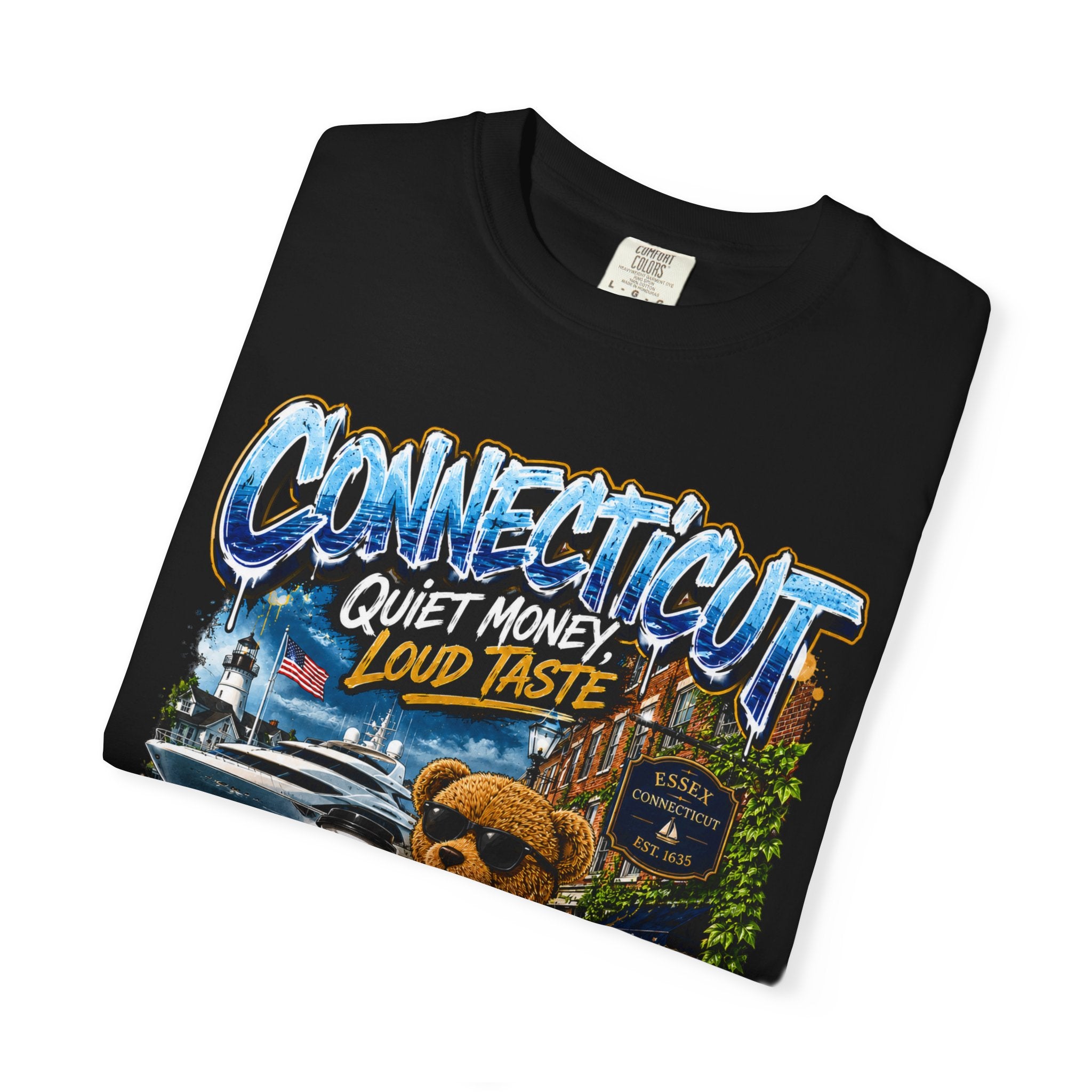 Connecticut Bear Vintage T-Shirt — "Quiet Money, Loud Taste" Graphic Tee