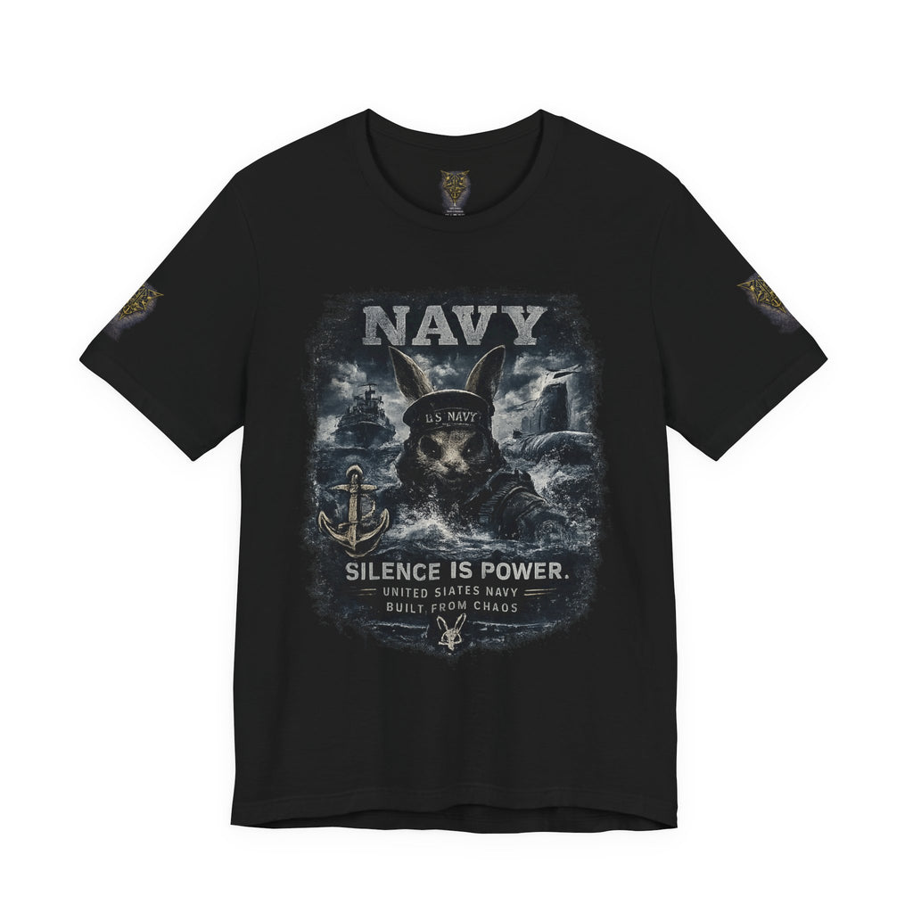 Navy 'Silence Is Power' Skull Anchor Tee — Fair Winds & Following Seas Back Graphic