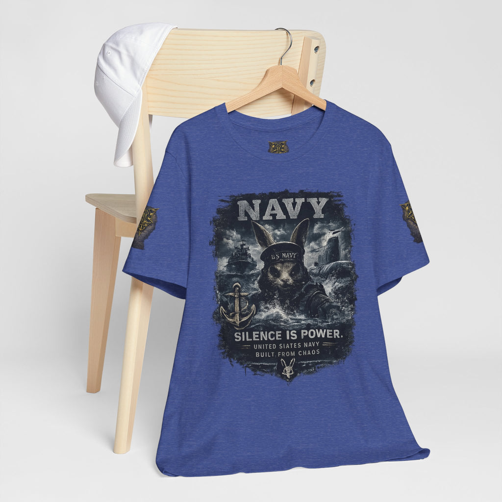 Navy 'Silence Is Power' Skull Anchor Tee — Fair Winds & Following Seas Back Graphic