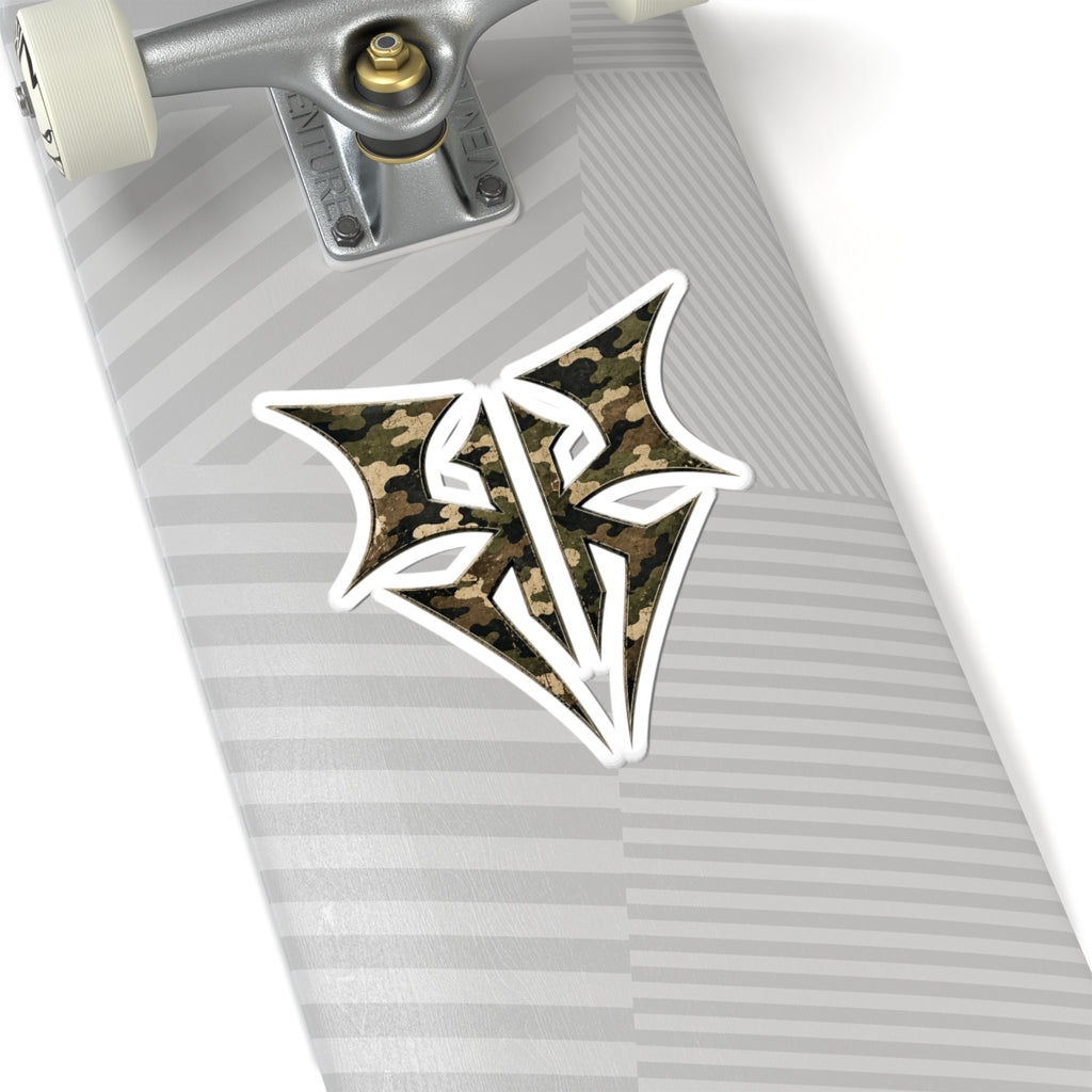 Camo Tribal Emblem Sticker — Kiss-Cut Military Camo Laptop Decal
