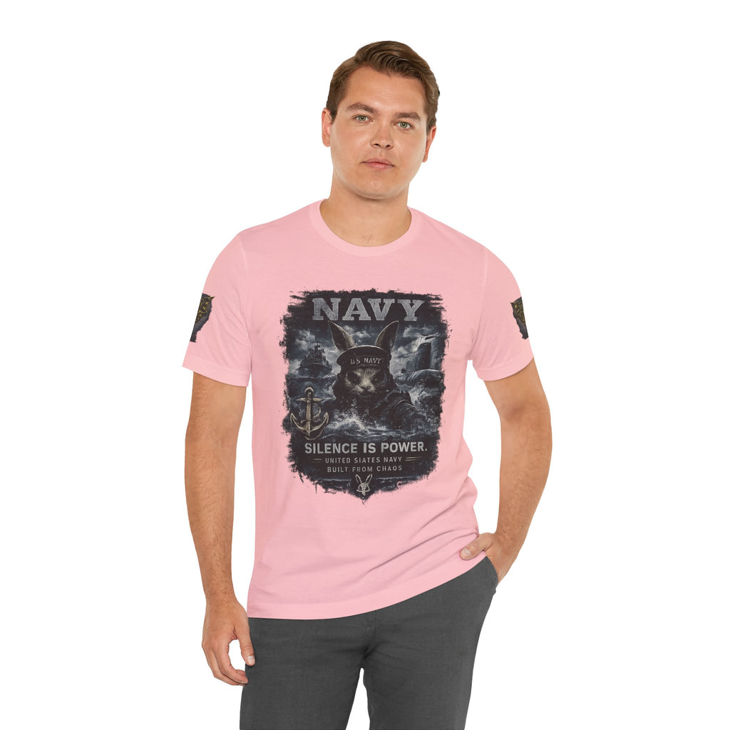 Navy 'Silence Is Power' Skull Anchor Tee — Fair Winds & Following Seas Back Graphic