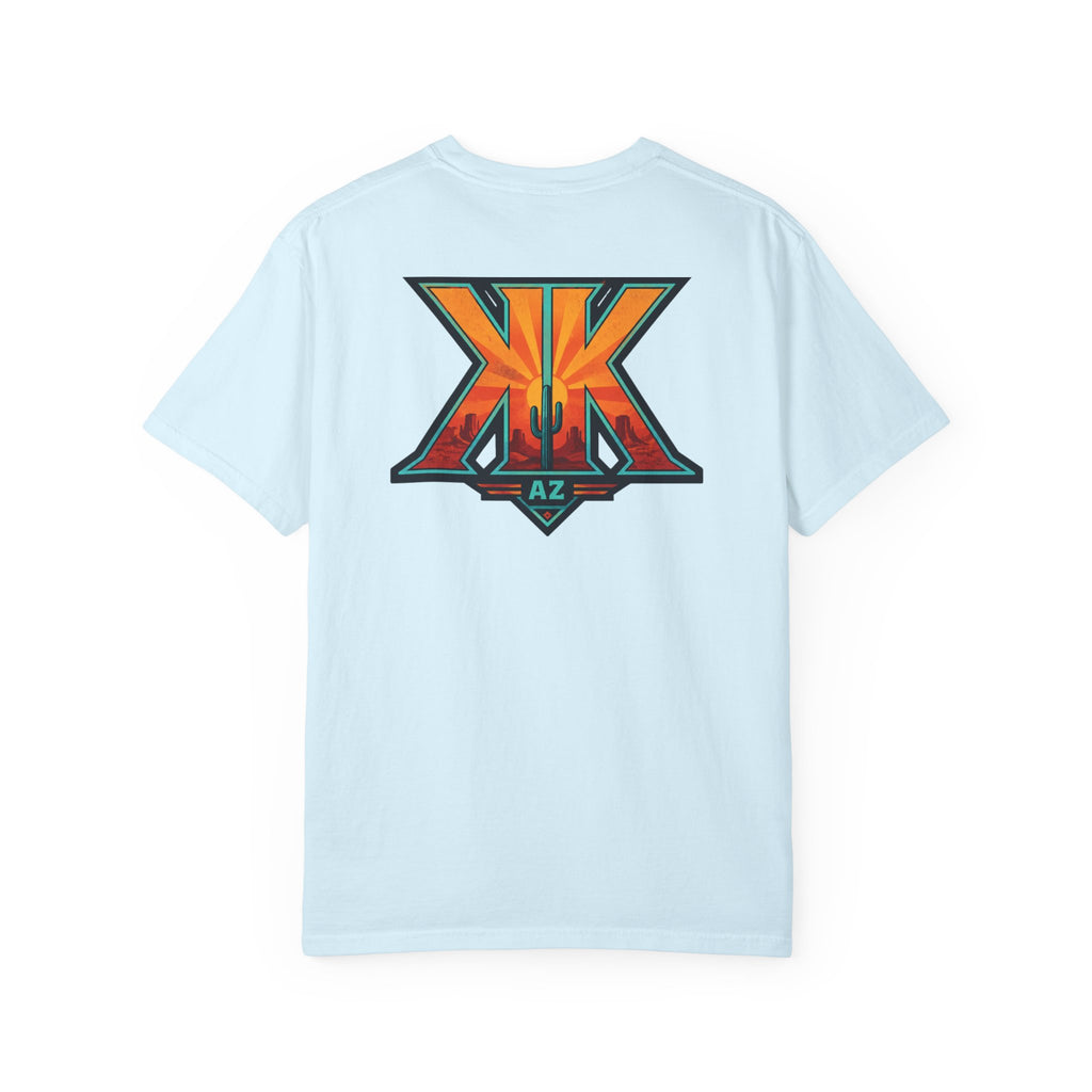 Arizona Desert Graphic T-Shirt — 'Arizona Dry Heat Wet Drop' Retro Cactus Sunset Tee