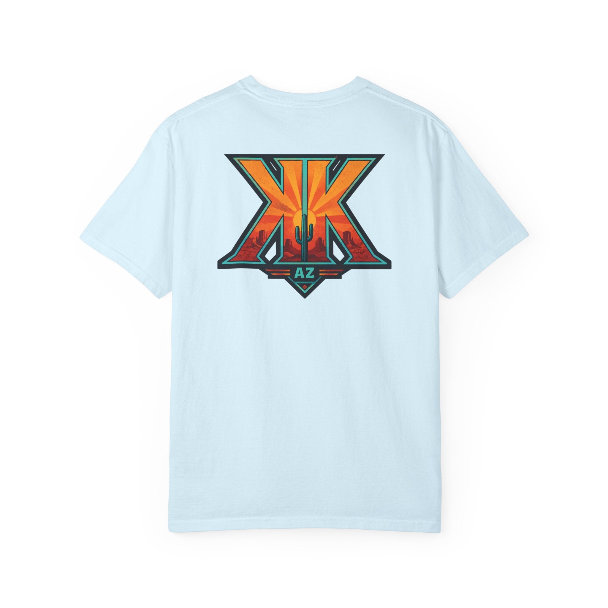 Arizona Desert Graphic T-Shirt — 'Arizona Dry Heat Wet Drop' Retro Cactus Sunset Tee