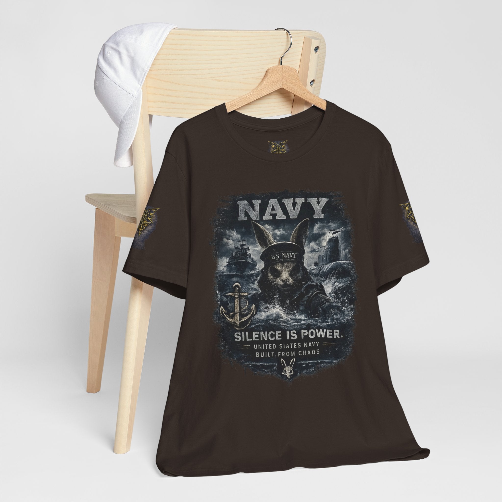 Navy 'Silence Is Power' Skull Anchor Tee — Fair Winds & Following Seas Back Graphic