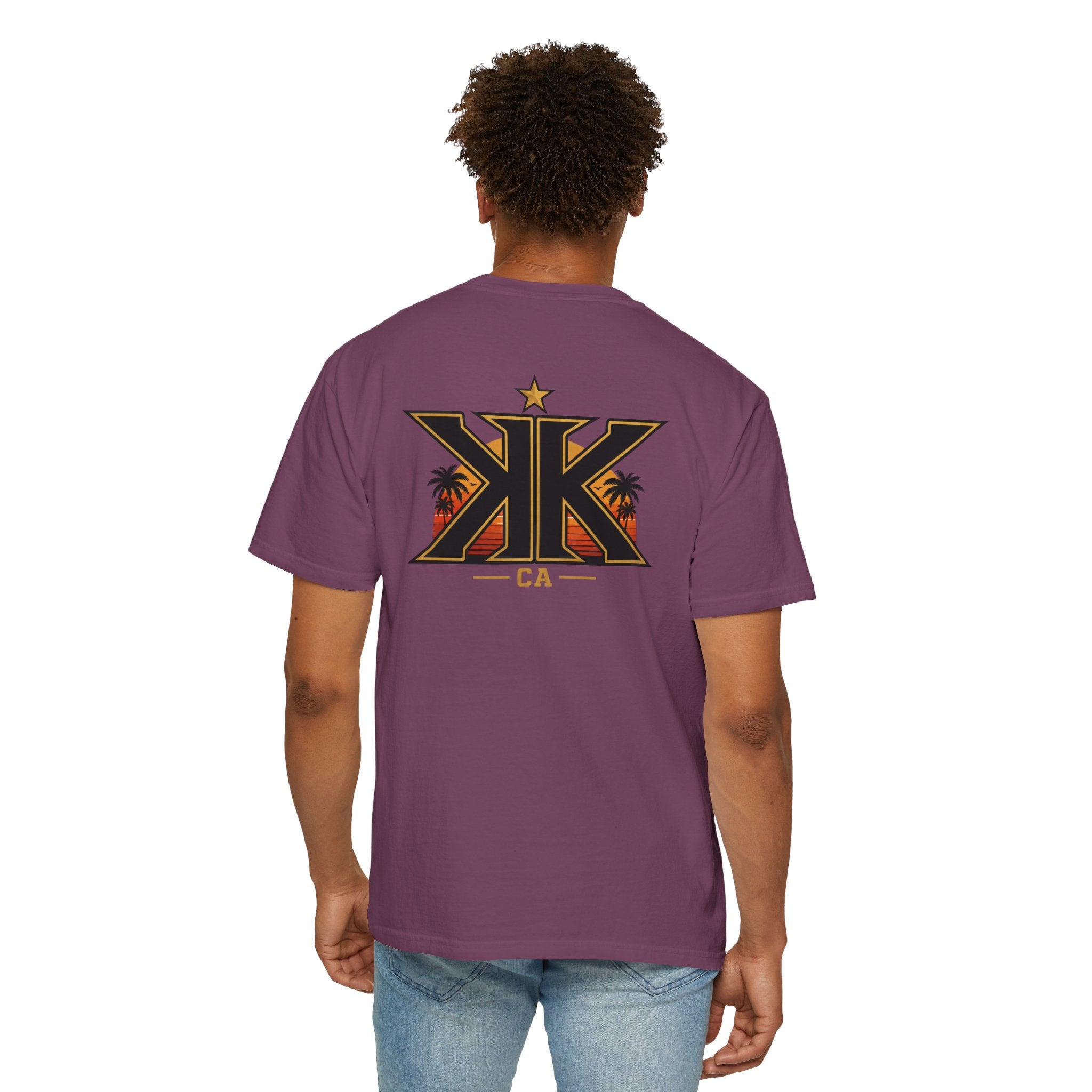 California West Coast Graphic T-Shirt — "California Hella" Vintage Sunset Car Design