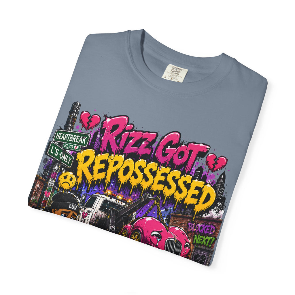 Repossession Comic Art T-Shirt — “Rizz Got Repossessed” Graphic Tee