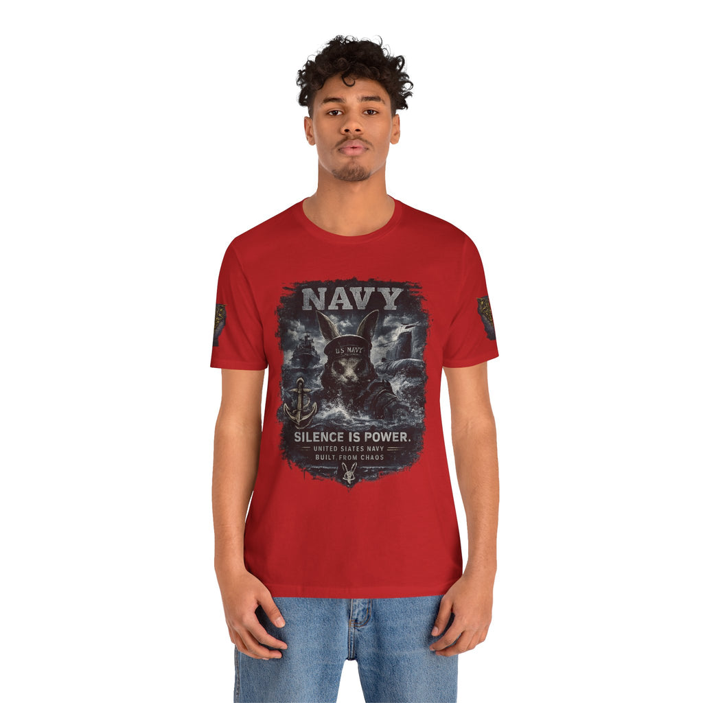 Navy 'Silence Is Power' Skull Anchor Tee — Fair Winds & Following Seas Back Graphic