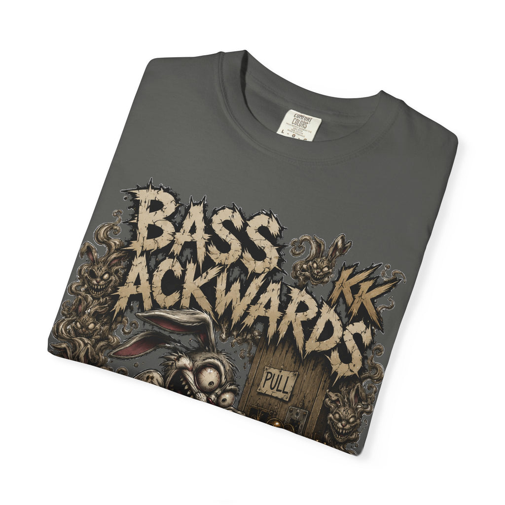 Bass Ackwards Graphic T‑Shirt — Heavy Metal Band Skull Design
