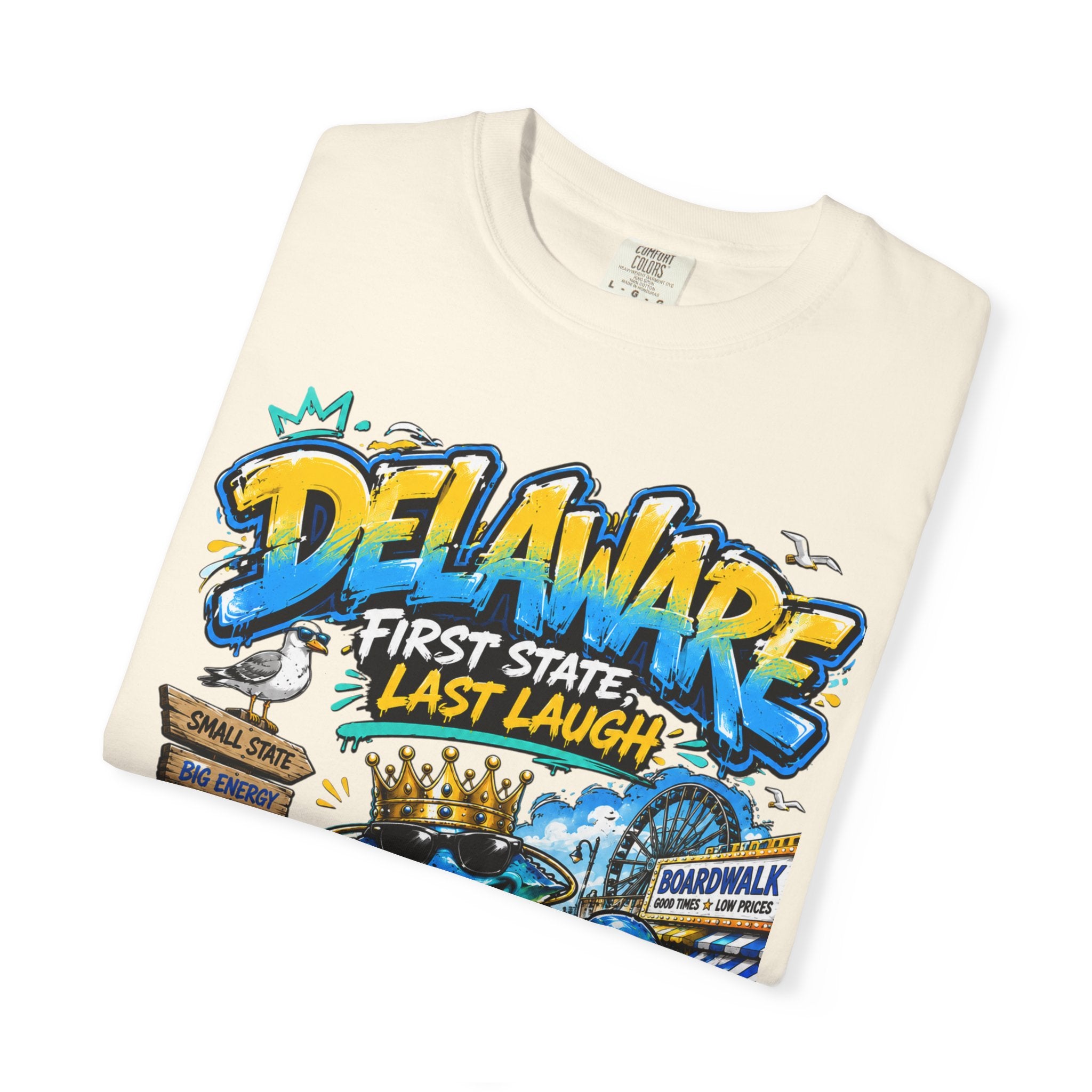 Delaware Frog Graphic T-Shirt — 'First State, Last Laugh' Coastal Souvenir Tee