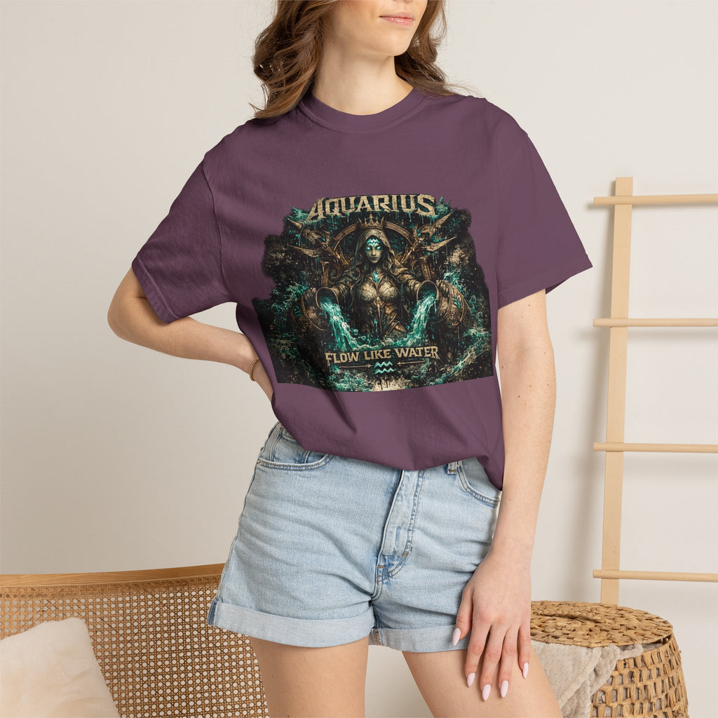 Aquarius Zodiac T-shirt — “Flow Like Water” Astrological Graphic Tee