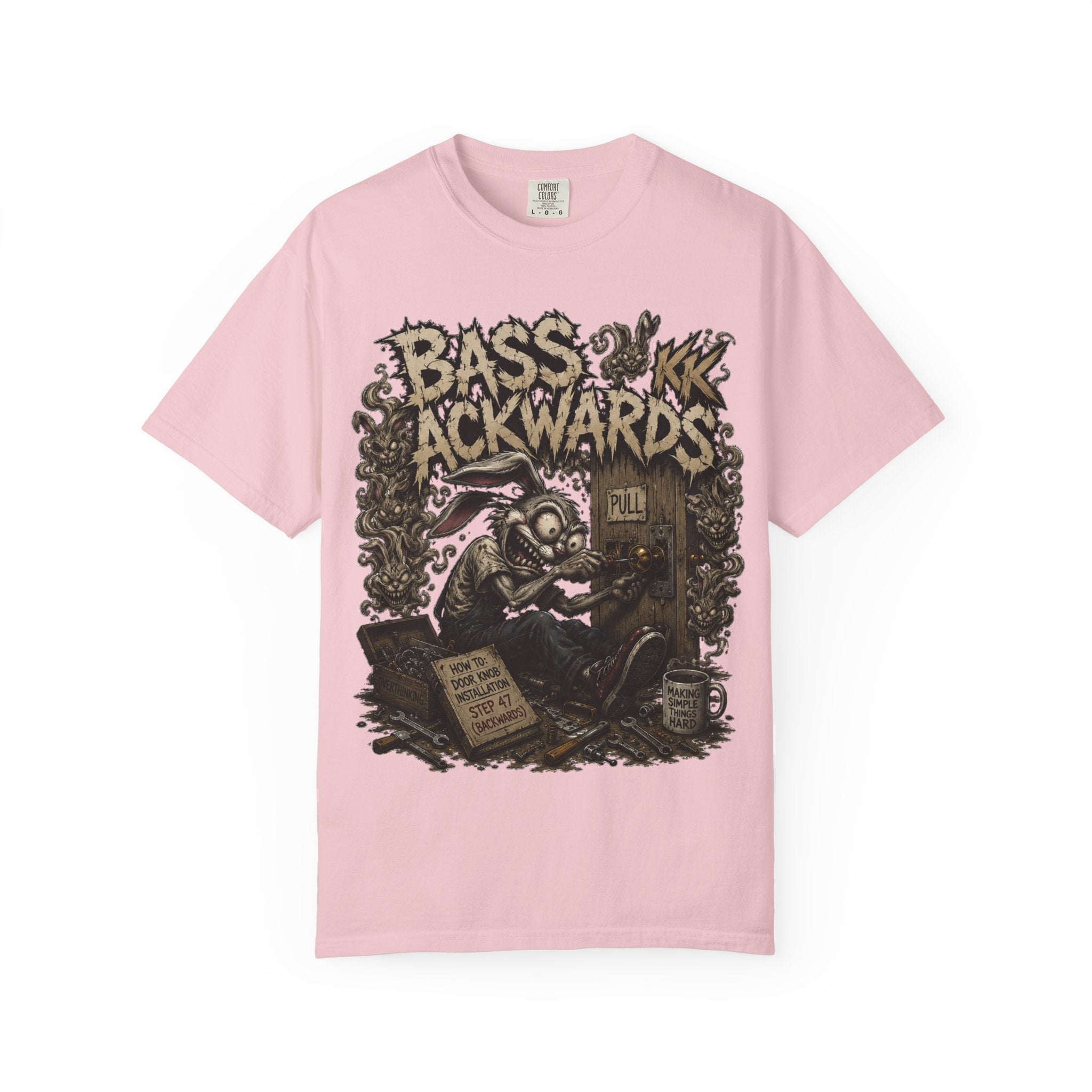Bass Ackwards Graphic T‑Shirt — Heavy Metal Band Skull Design