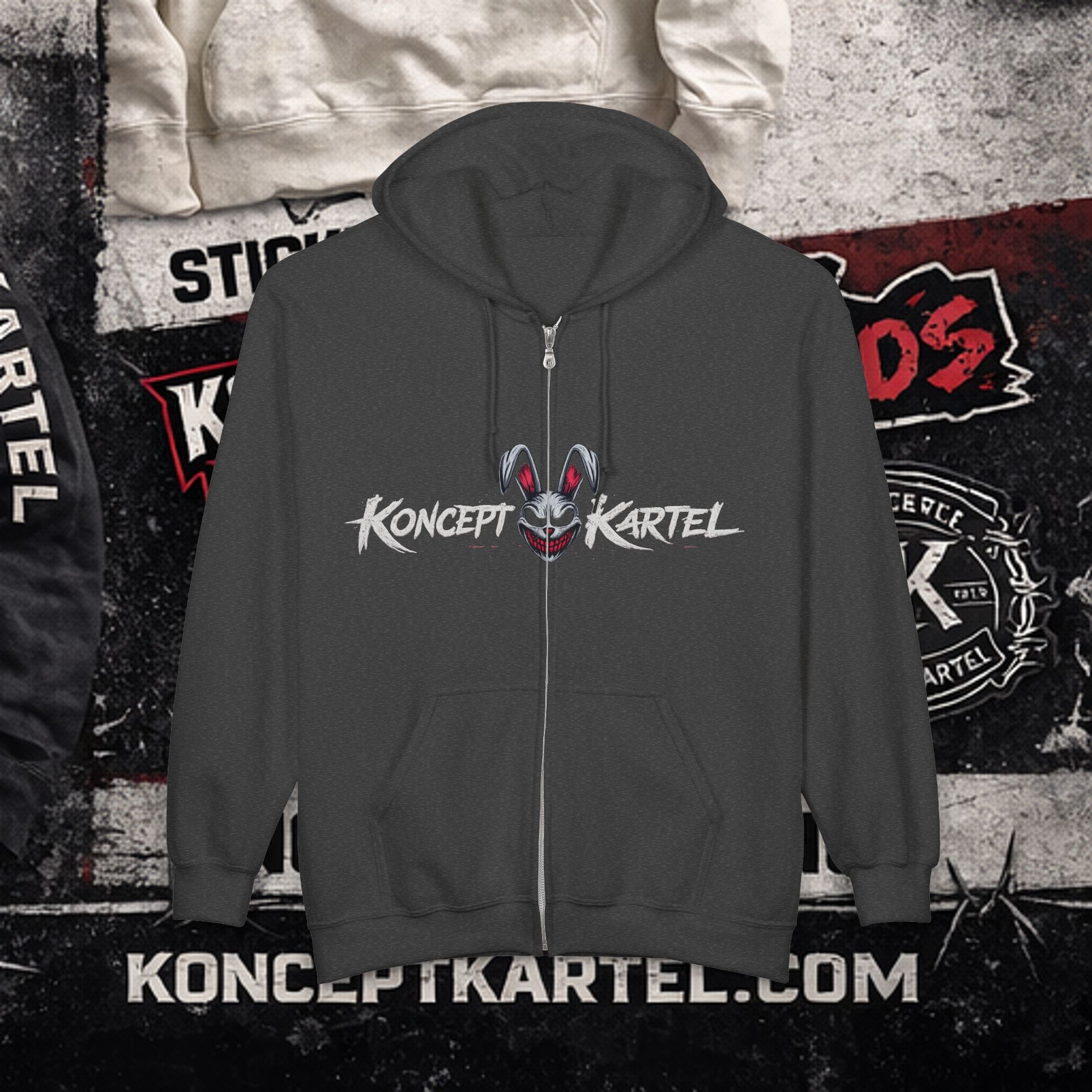 Zip Hoodie — Koncept Kartel 'Dirty Hands Clean Money' Graphic Zip-Up
