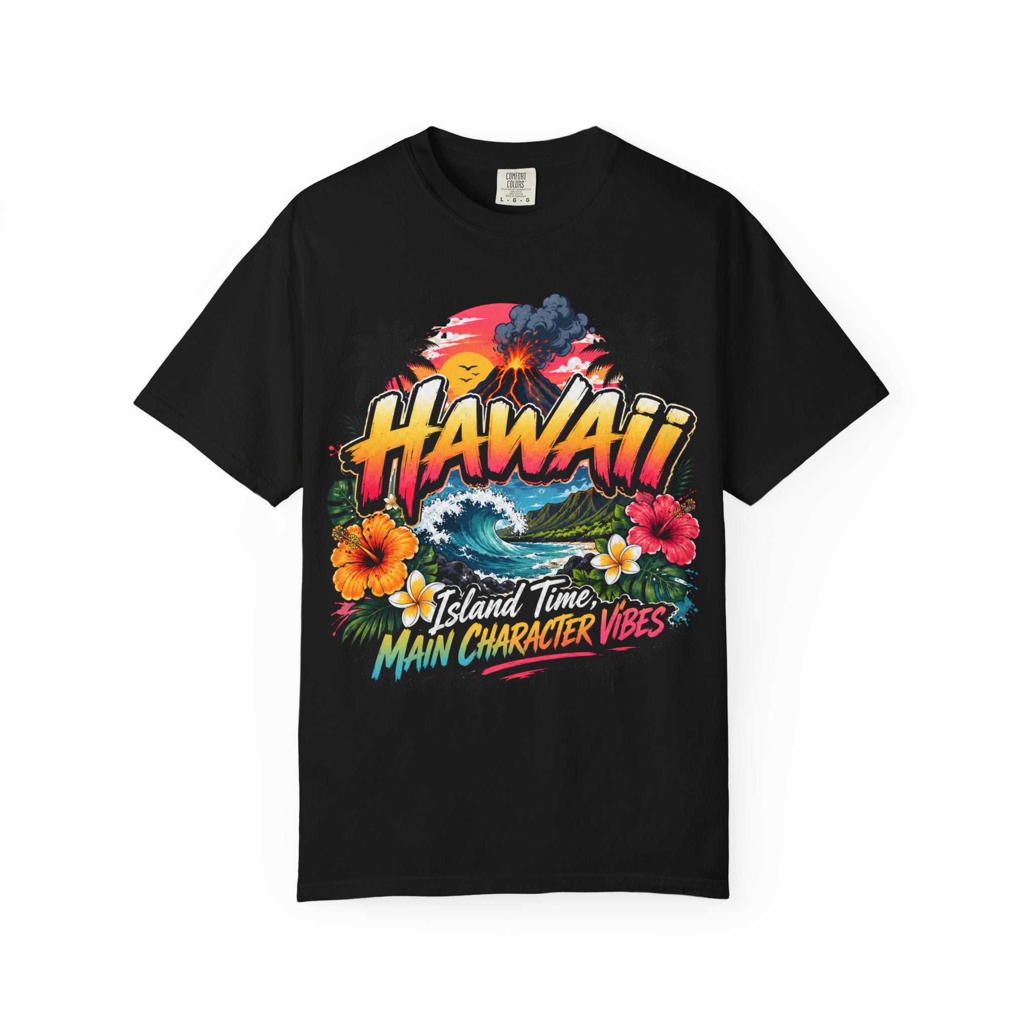 Hawaii Island Vibes T-Shirt — 'Island Time, Main Character Vibes' Tropical Tee