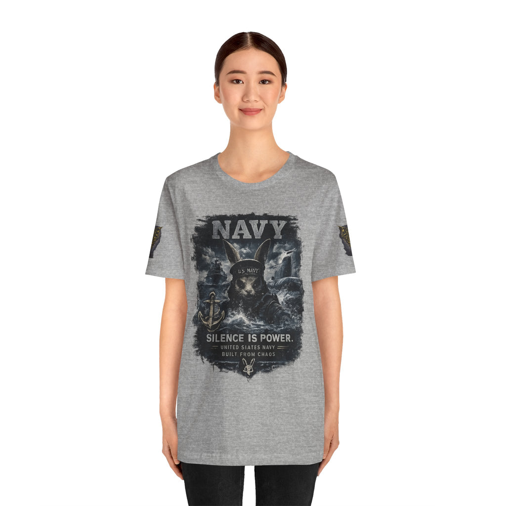 Navy 'Silence Is Power' Skull Anchor Tee — Fair Winds & Following Seas Back Graphic