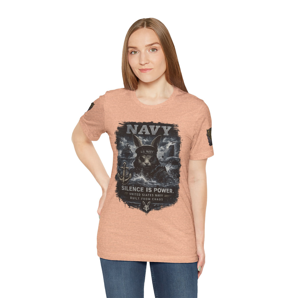 Navy 'Silence Is Power' Skull Anchor Tee — Fair Winds & Following Seas Back Graphic