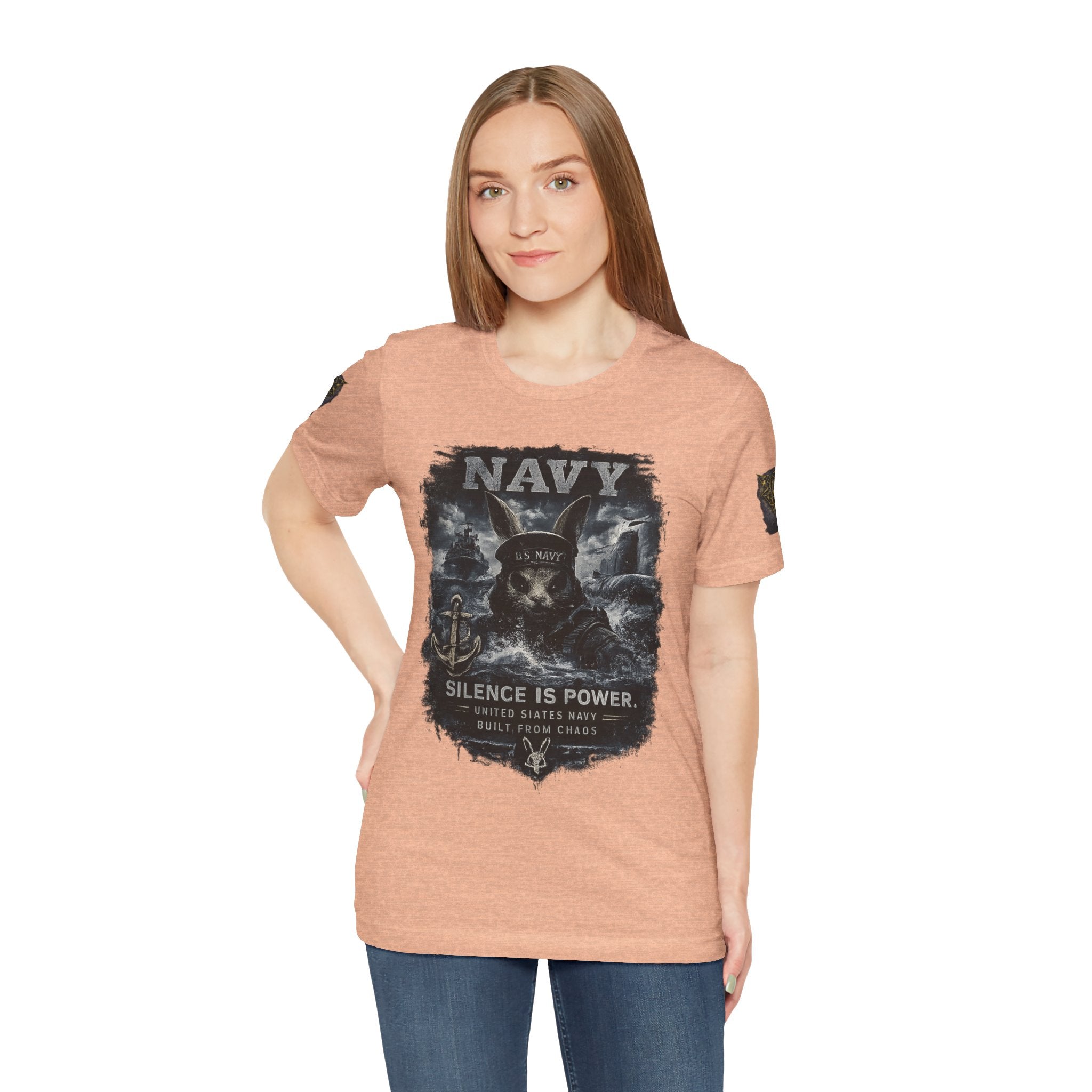 Navy 'Silence Is Power' Skull Anchor Tee — Fair Winds & Following Seas Back Graphic