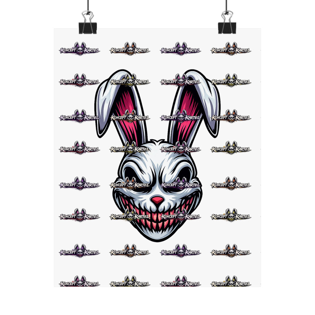 Creepy Smiling Bunny Poster — Horror Rabbit Matte Vertical Wall Art