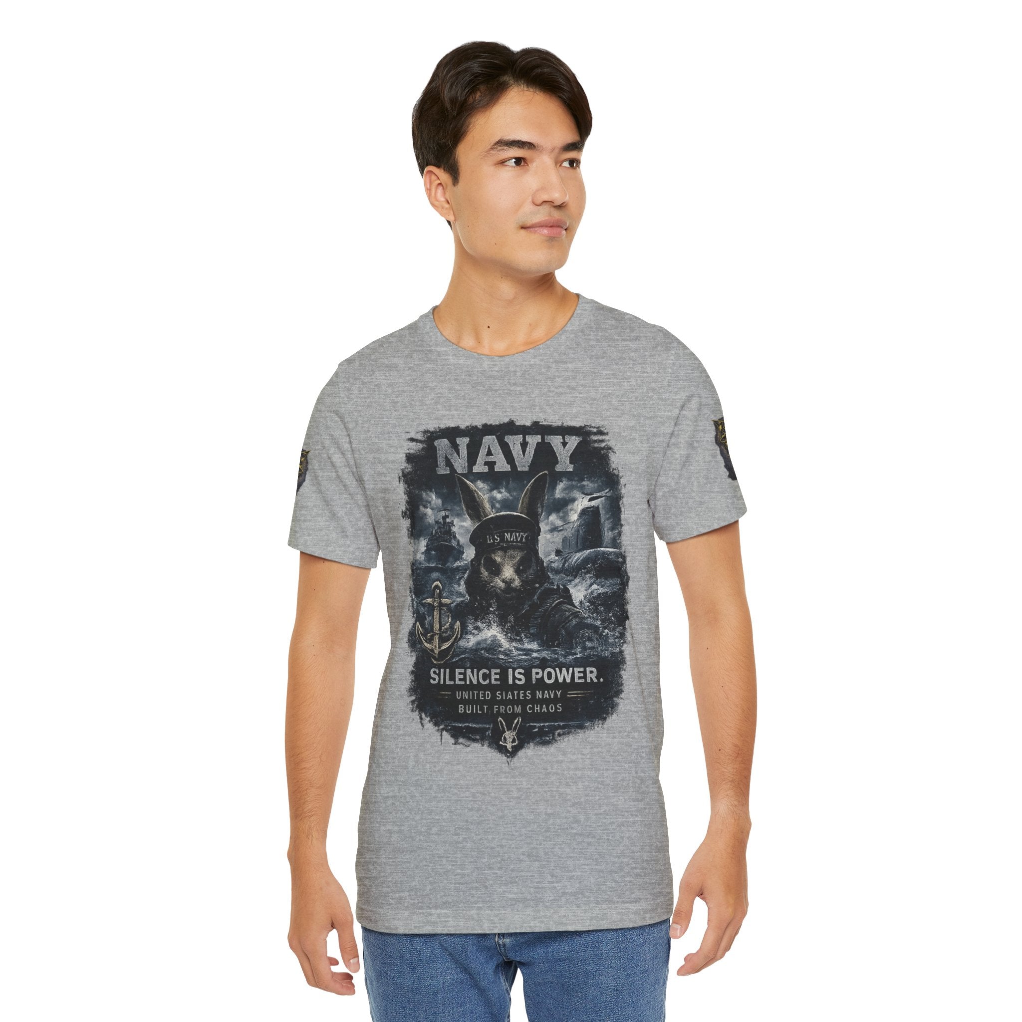 Navy 'Silence Is Power' Skull Anchor Tee — Fair Winds & Following Seas Back Graphic