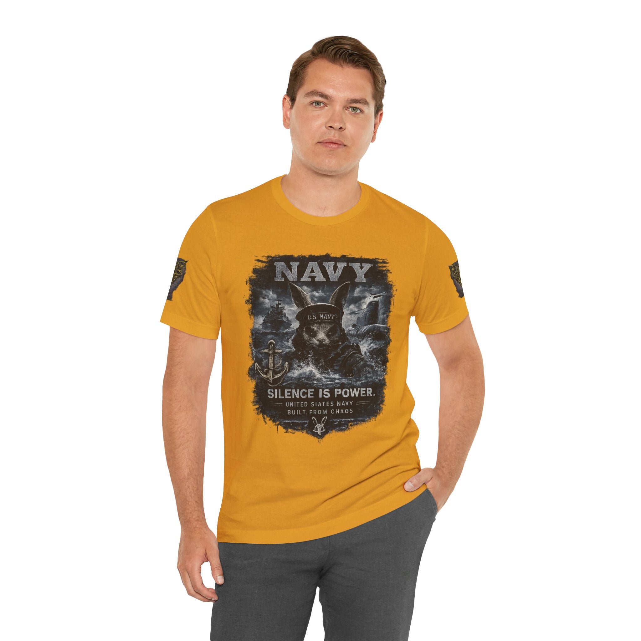 Navy 'Silence Is Power' Skull Anchor Tee — Fair Winds & Following Seas Back Graphic