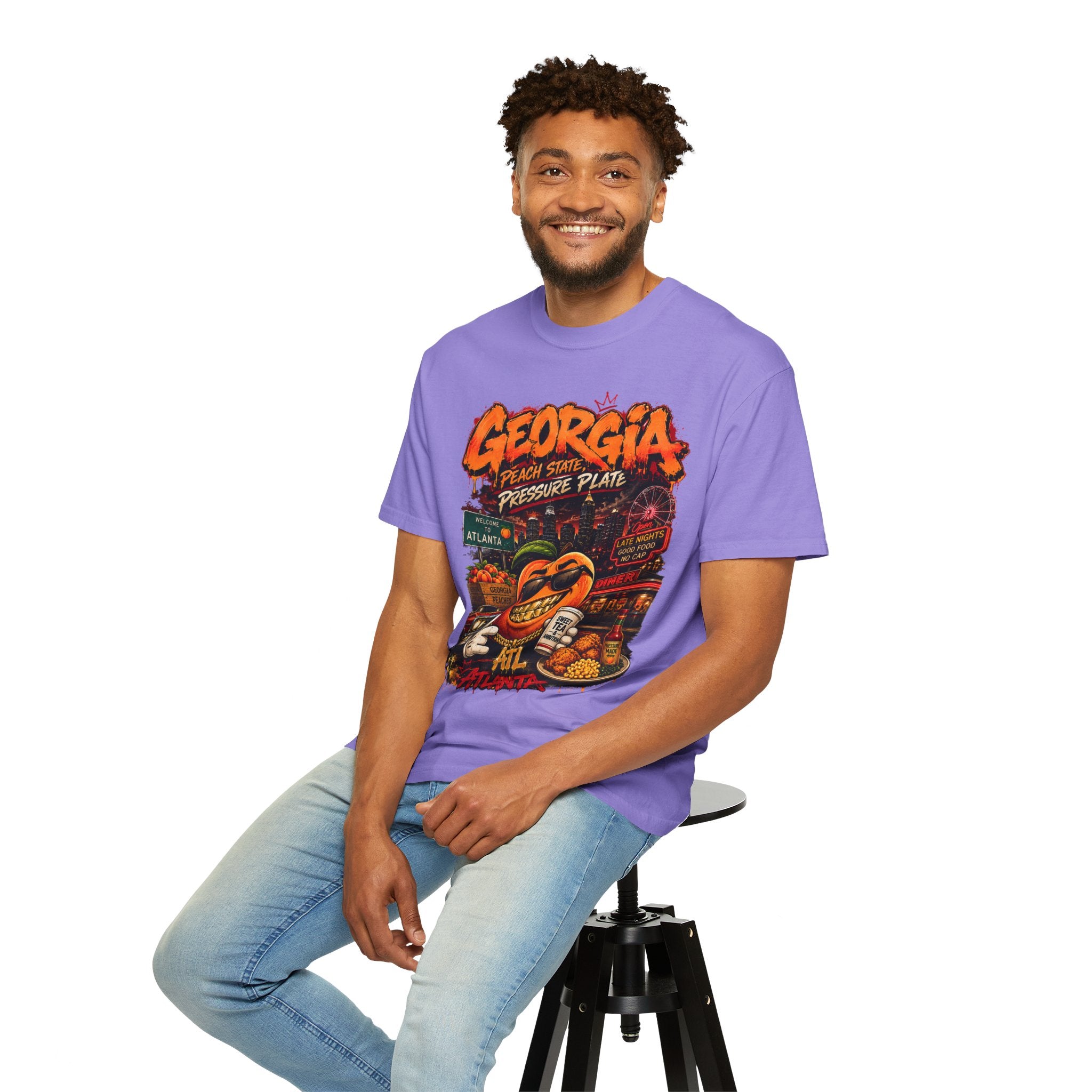 Georgia Peach Vintage Graphic T-Shirt — Atlanta Street Food & Peach State Design