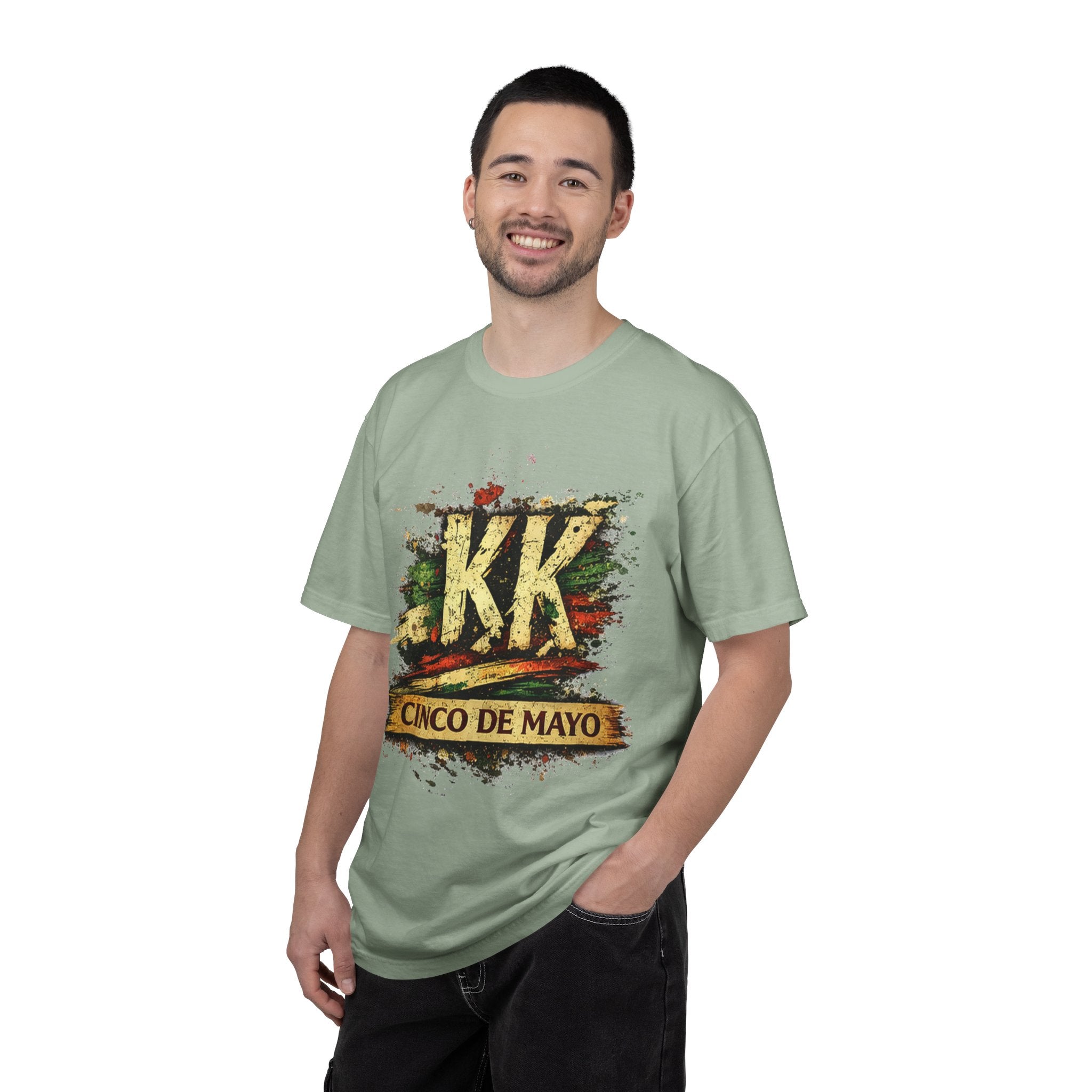 Cinco de Mayo Graphic T-Shirt — 'KK' Distressed Mexican Flag Design